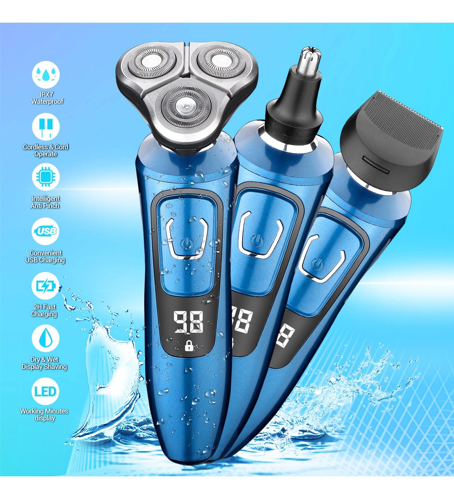 iwoole Electric Razor for Men - Wet Dry Rechargeable Shaver with Beard/Nose Trimmer | Cordless Face Shaver for Teens | USB Travel Grooming Tool - Buy Online on SooperMarket.com
