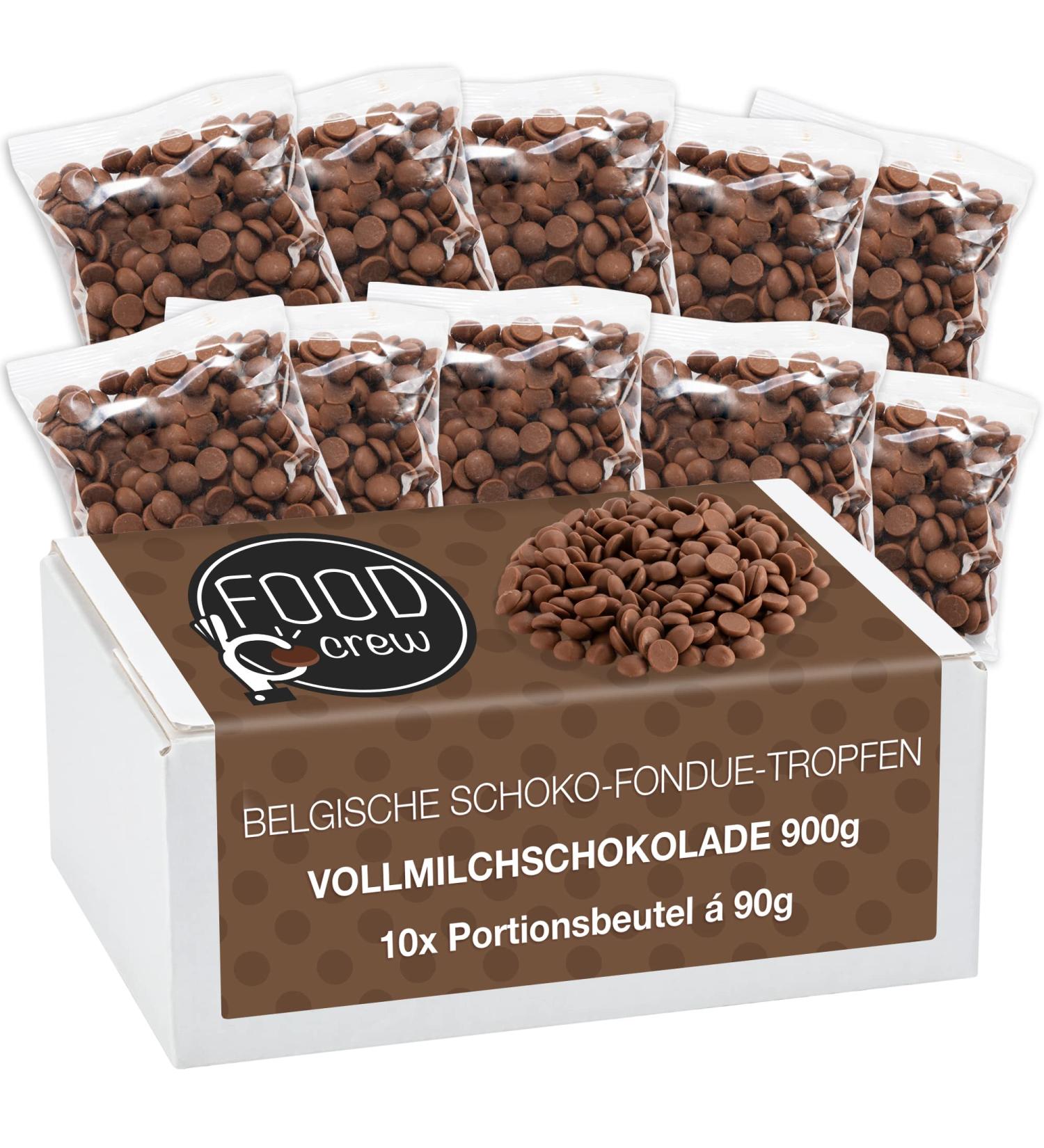 Buy Food Crew 900g Belgian Whole Milk Chocolate for Fondue & Fountains - Perfect Chocolate Coating Drops - 10 Individually Packed Portion Bags - Buy Online on SooperMarket.com