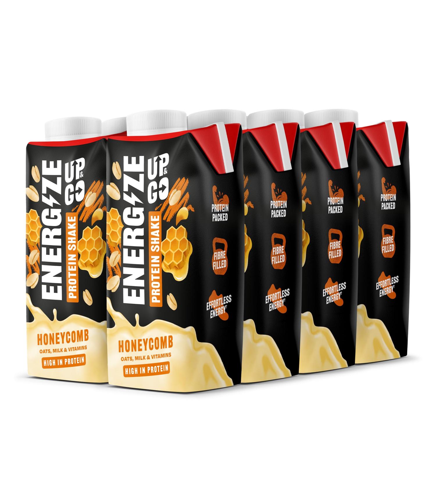 UP&GO Energize Honeycomb Protein Breakfast Shake (350ml x 8 Bottles) - Low Fat, High Fibre, No Added Sugar - Buy Online on SooperMarket.com