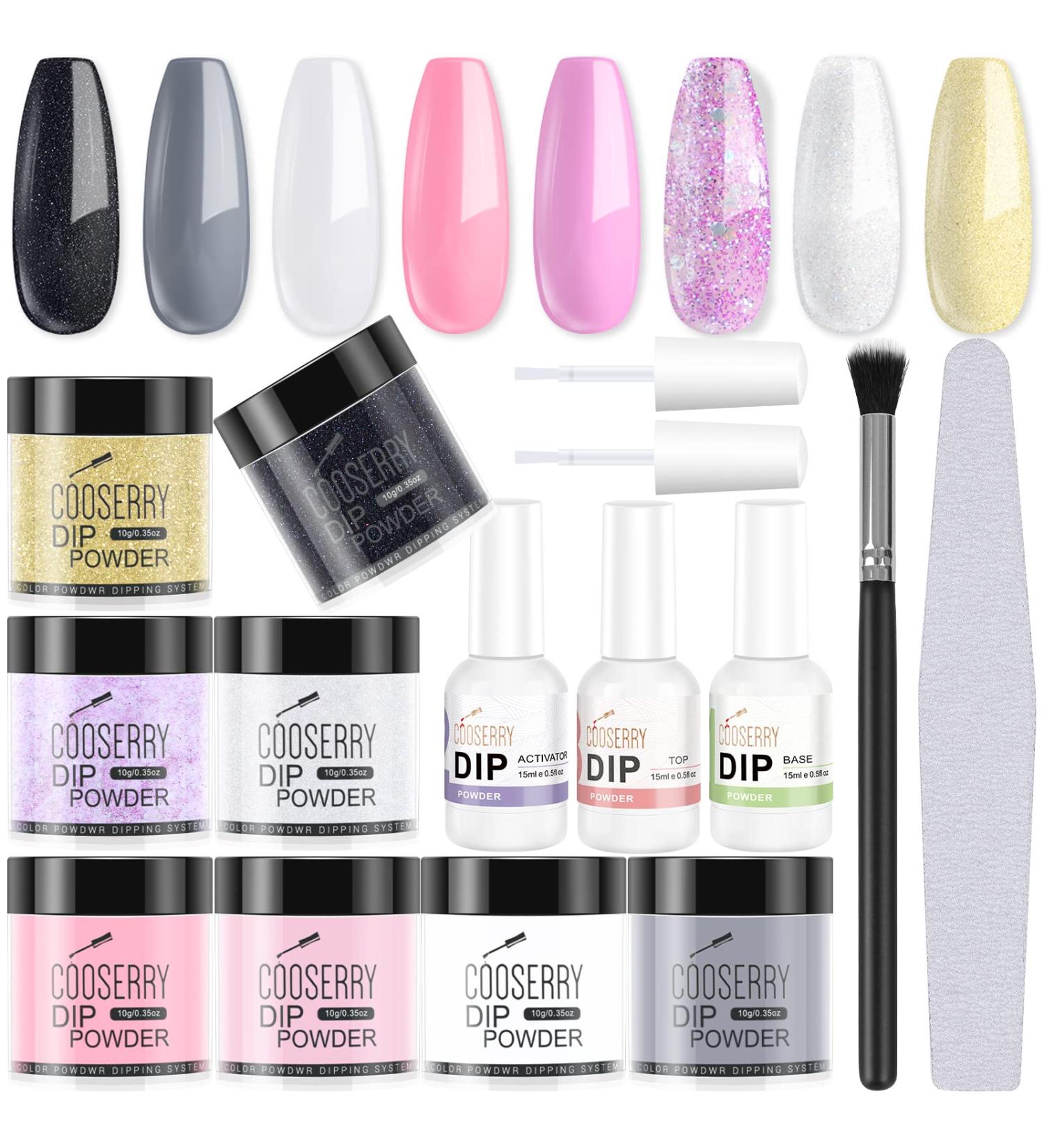 Dip Powder Nail Kit - 8 Color Cooserry Starter Set for Professionals and Beginners - No Lamp Needed - Buy Online on SooperMarket.com
