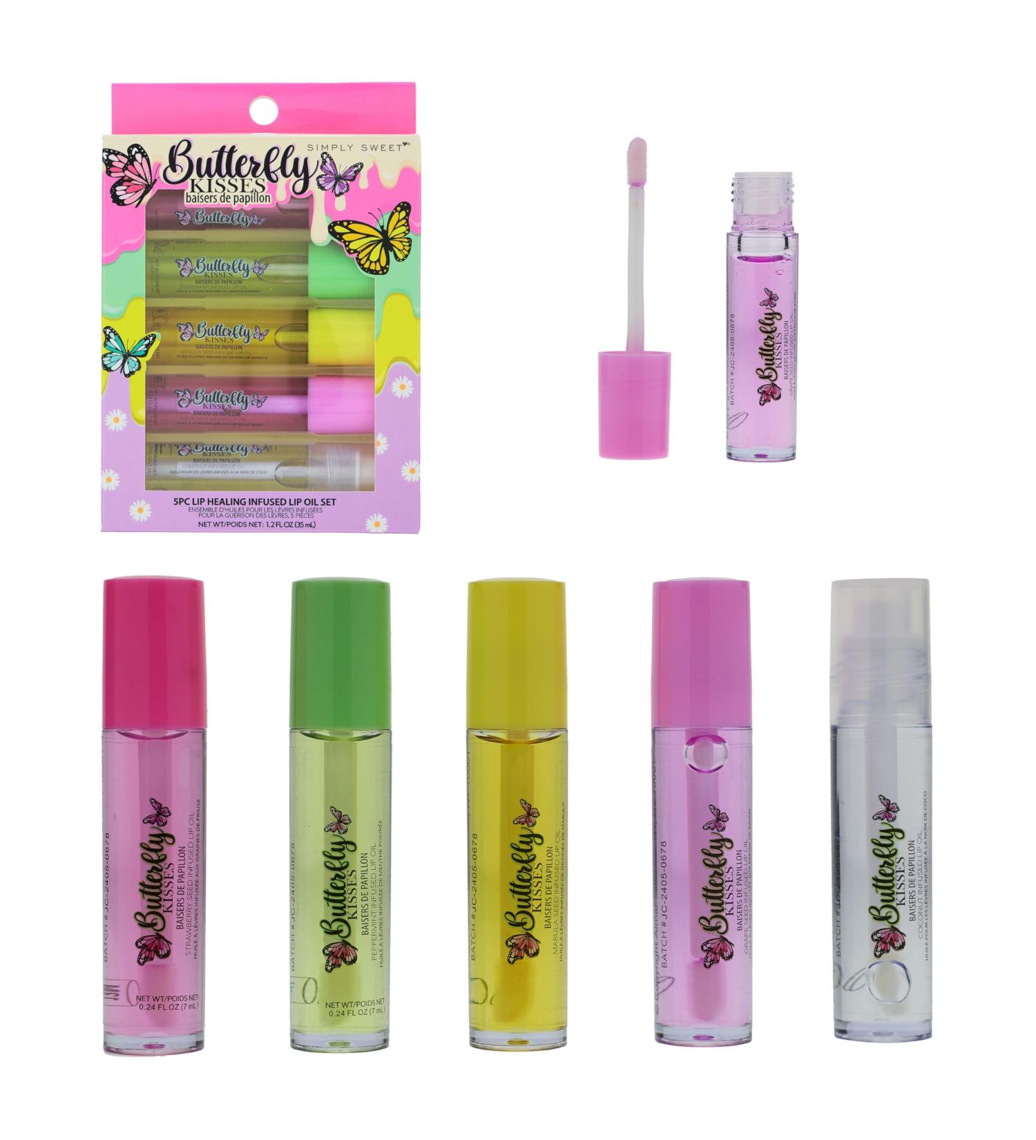 Expressions 5pc Lip Oil Set - Butterfly Kisses | Healing Lip Oils & Precision Applicator for Everyday Care & Repair - Buy Online on SooperMarket.com