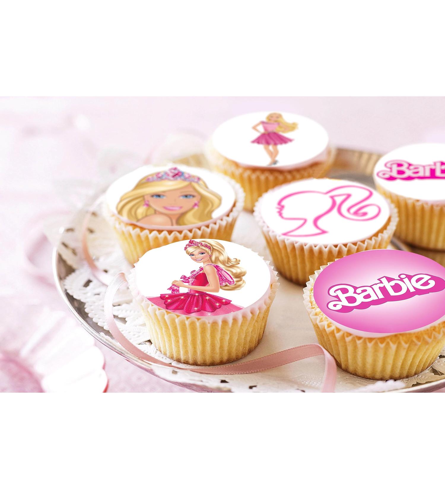 24 x Pre-Cut Barbie 5 Edible Stand up Wafer/Rice Paper Cupcake Cake Toppers Birthday Party Pink Decorations - Buy Online on SooperMarket.com