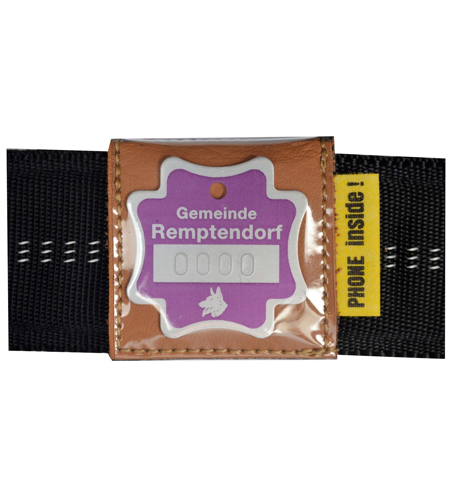 Josi.li collar bag for dog brands up to 33x33mm in 6 colors and two collar widths nappa leather pollutant -free (up to 40mm collar width orange) up to 40mm collapse width orange