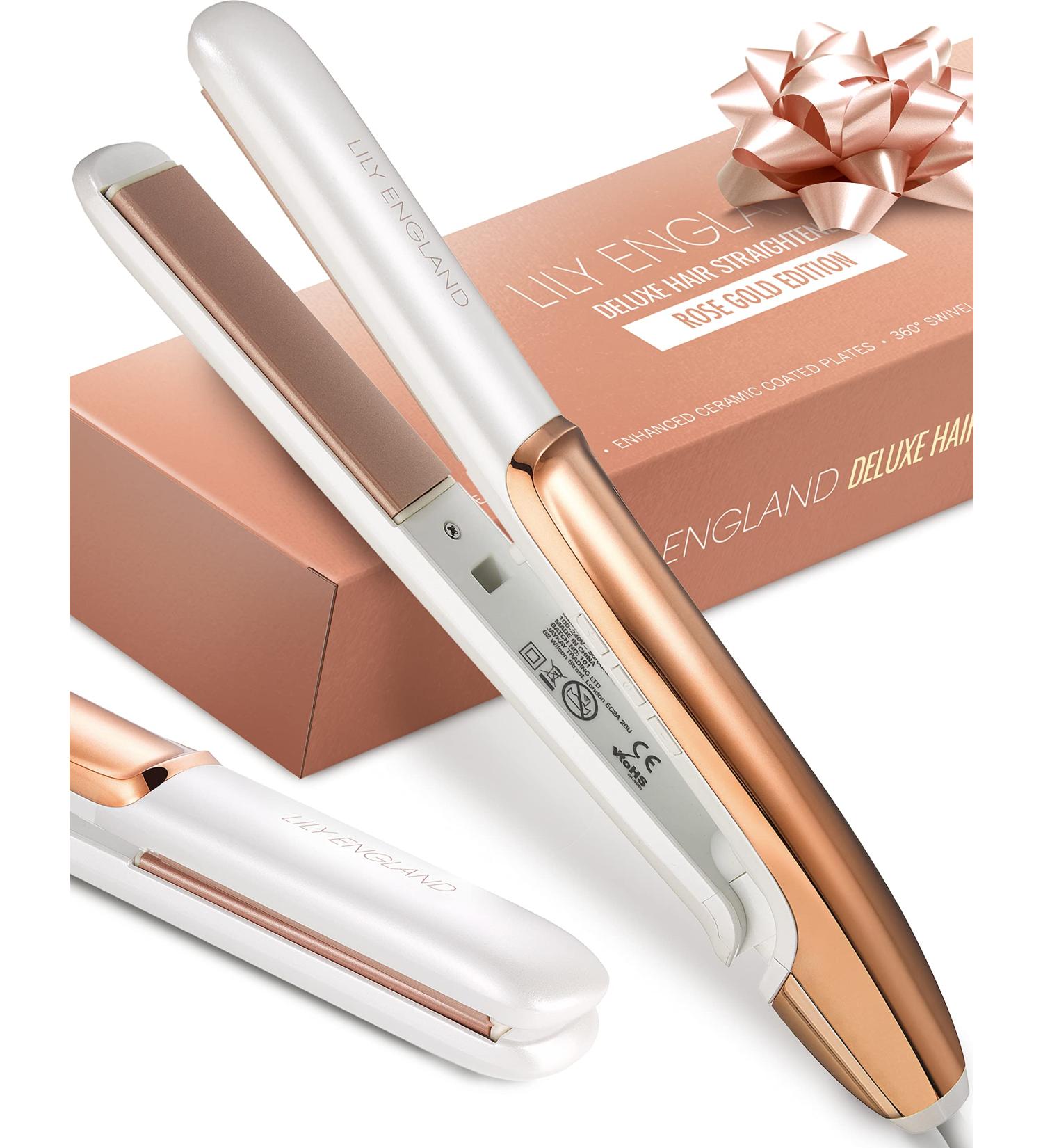 Buy Lily England 2 in 1 Hair Smoothing & Curling Iron - Rose Gold Adjustable Temperature Ceramic Coating - International Shipping Available - Buy Online on SooperMarket.com