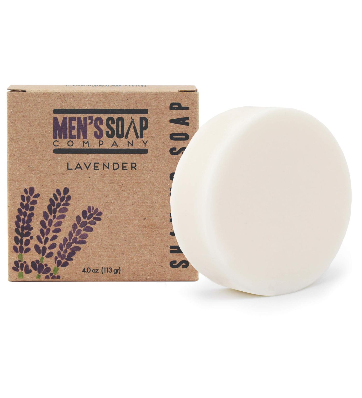 Mens Soap Company Lavender Shaving Soap Refill Puck - 4.0 oz Vegan Formula with Shea Butter & Vitamin E for Thick Lather - Skin Protection for Men and Women - Buy Online on SooperMarket.com