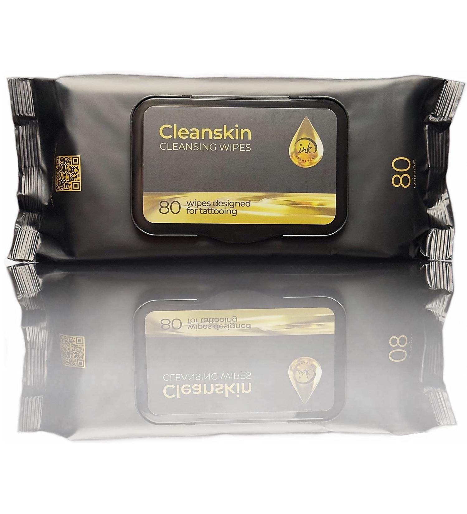 CleanSkin 80-Count Cleansing Tattoo Wipes - All-in-One Green Soap Solution | Alcohol-Free & Fragrance-Free | Ideal for Tattooing, PMU, and Piercings - Buy Online on SooperMarket.com