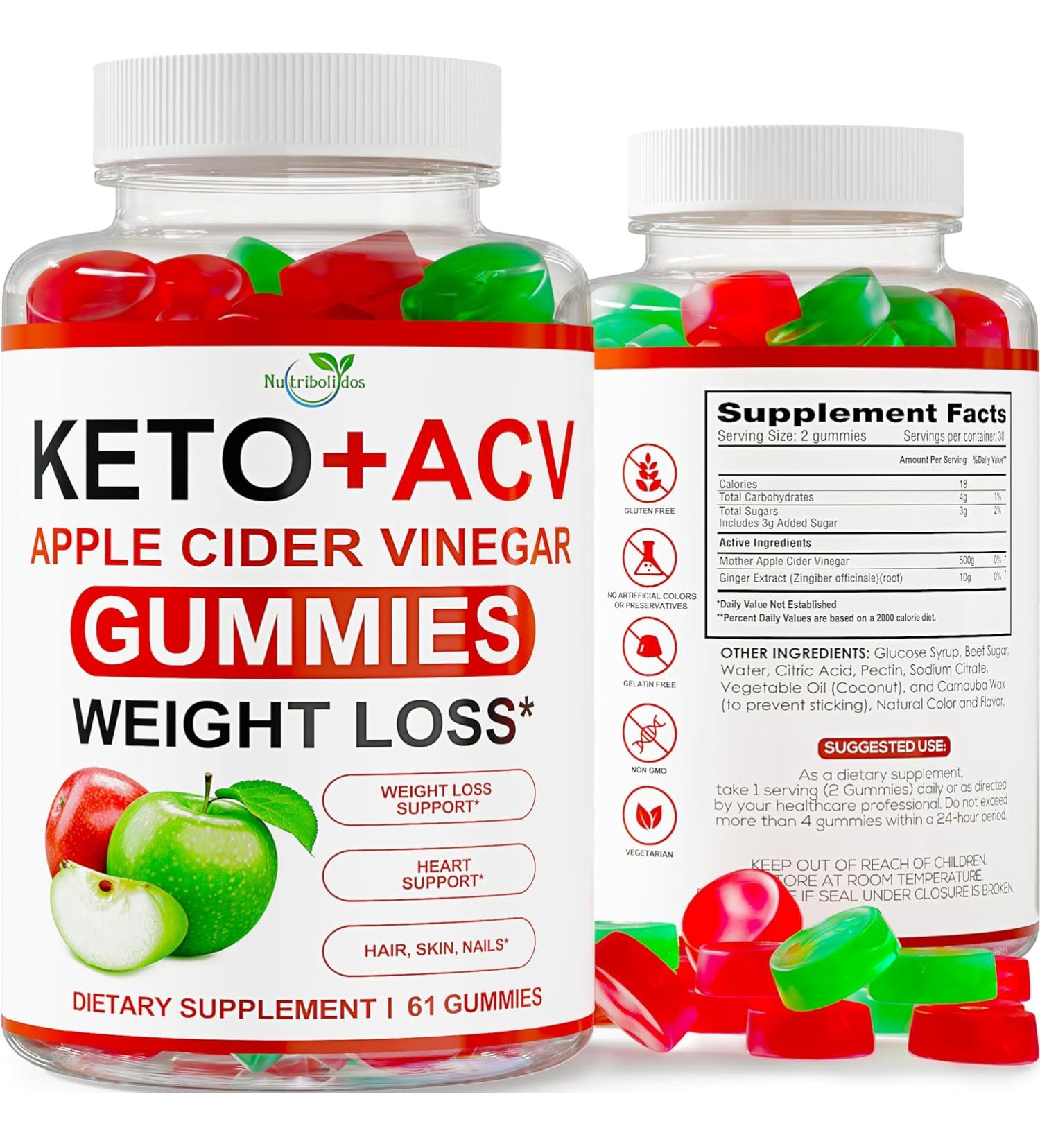 Nutribolidos Keto ACV - Apple Cider Vinegar - 61 GUMMIES - Buy Online on SooperMarket.com