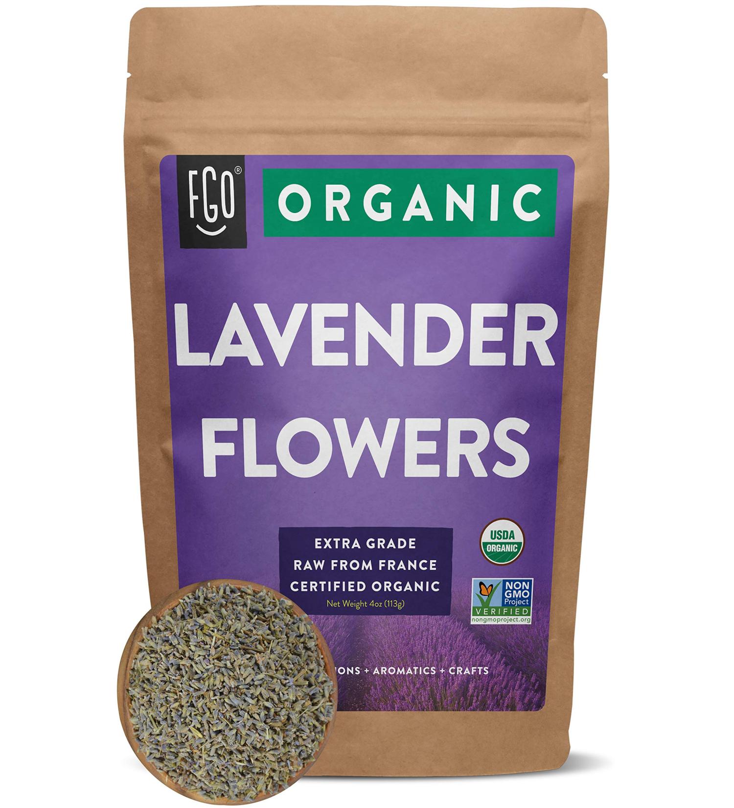 Organic Dried Lavender Flowers - 4oz Resealable Bag | Perfect for Tea, Baking & DIY | 100% Raw from France - Buy Online on SooperMarket.com