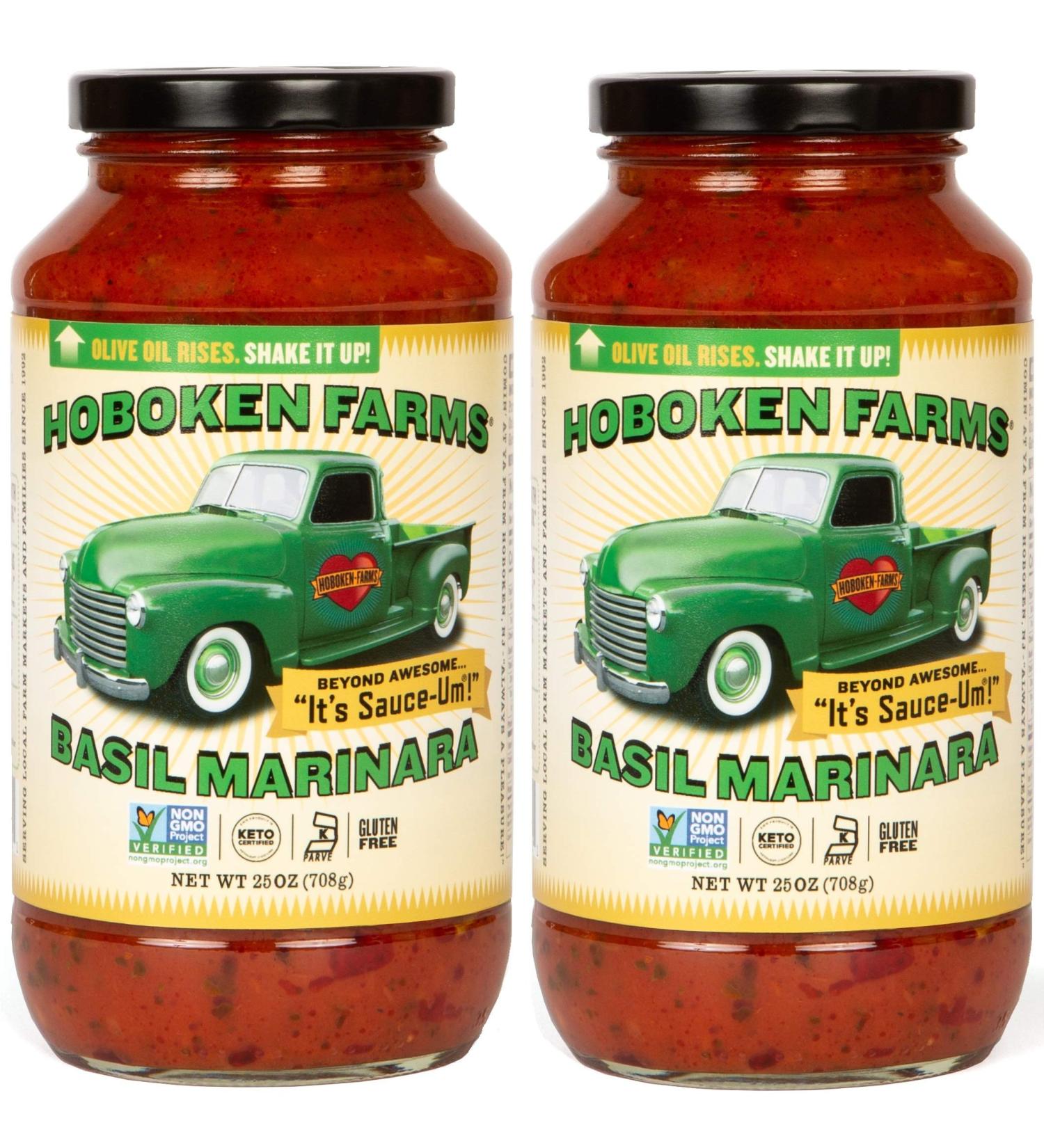 Hoboken Farms Basil Marinara Gourmet Sauce - No Sugar Added, Non-GMO, Kosher, Vegan, Keto & Paleo Friendly (2-Pack) - Buy Online on SooperMarket.com