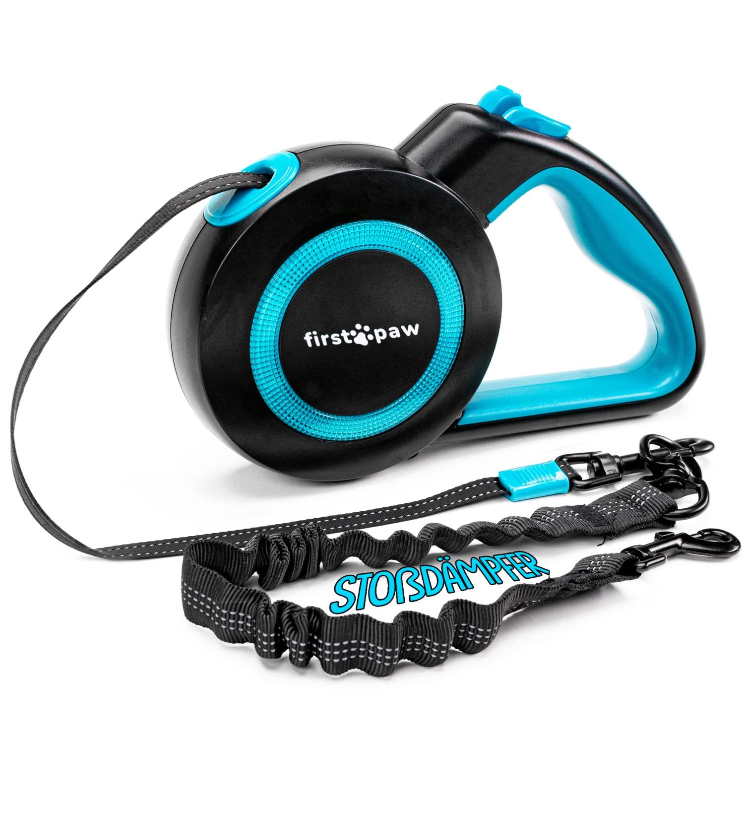 FIRSTPAW 5m Extendable Dog Leash for Small & Medium Dogs (Up to 20kg) - Ergonomic Handle Reflective Stripes Stop Button - Blue - Buy Online on SooperMarket.com