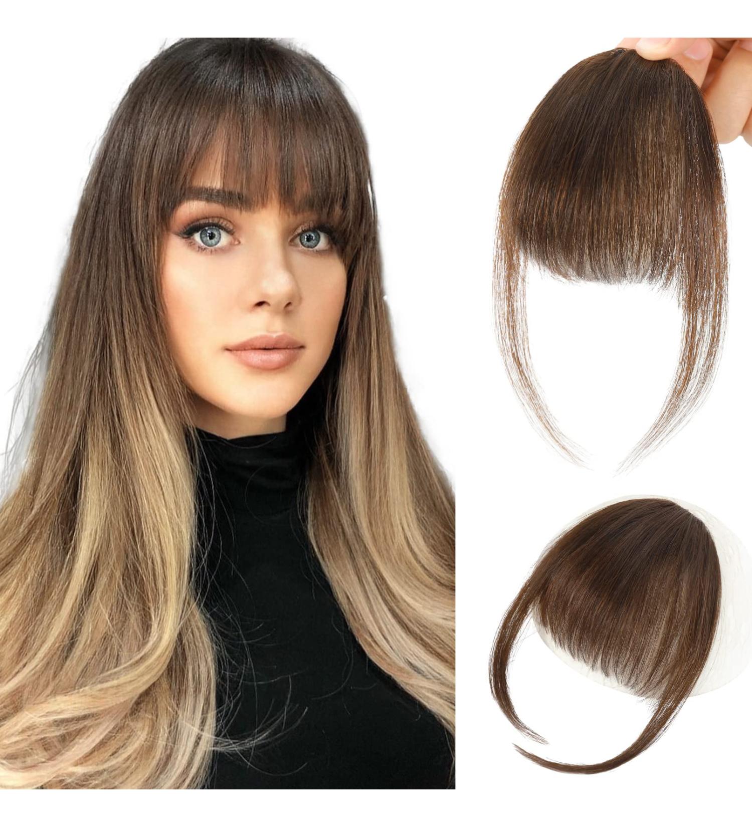 REECHO 100% Human Hair Clip in Bangs - Air Bangs Medium Brown - Buy Online on SooperMarket.com
