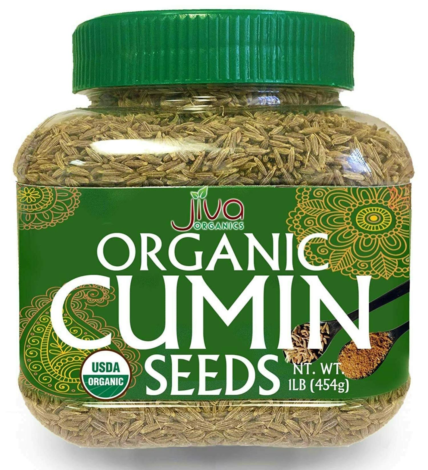 Jiva Organics Organic Cumin Seeds Whole 1lb Jar - Non-GMO, Pure, Vegan - Cumino - 1 Pound Jar - Buy Online on SooperMarket.com
