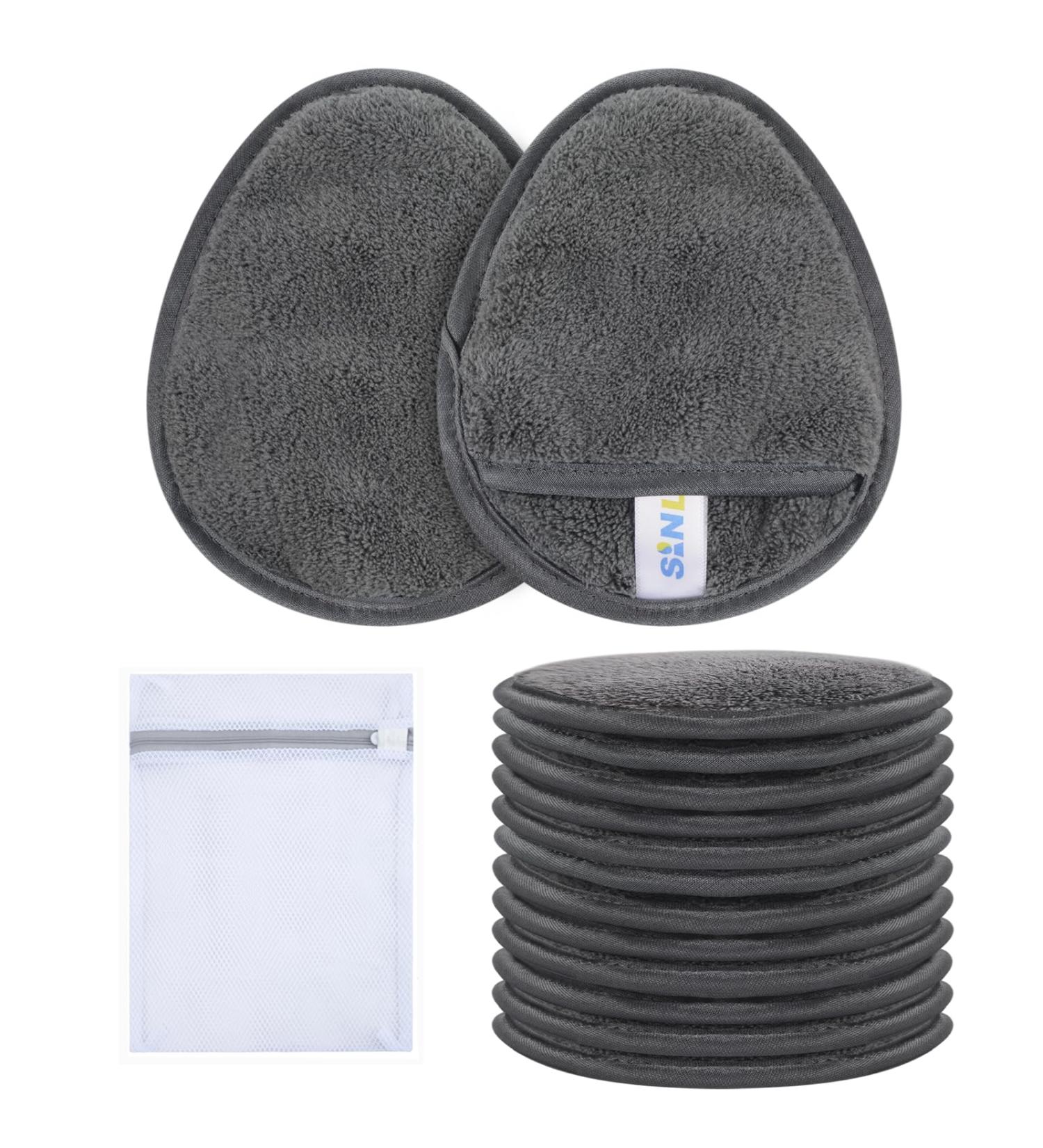 Buy SINLAND Reusable Makeup Remover Pads - Gentle Microfiber Cleansing Cloths for All Skin Types | Pack of 12 with Laundry Bag - Eco-Friendly & Perfect for Face Eyes Lips - Buy Online on SooperMarket.com