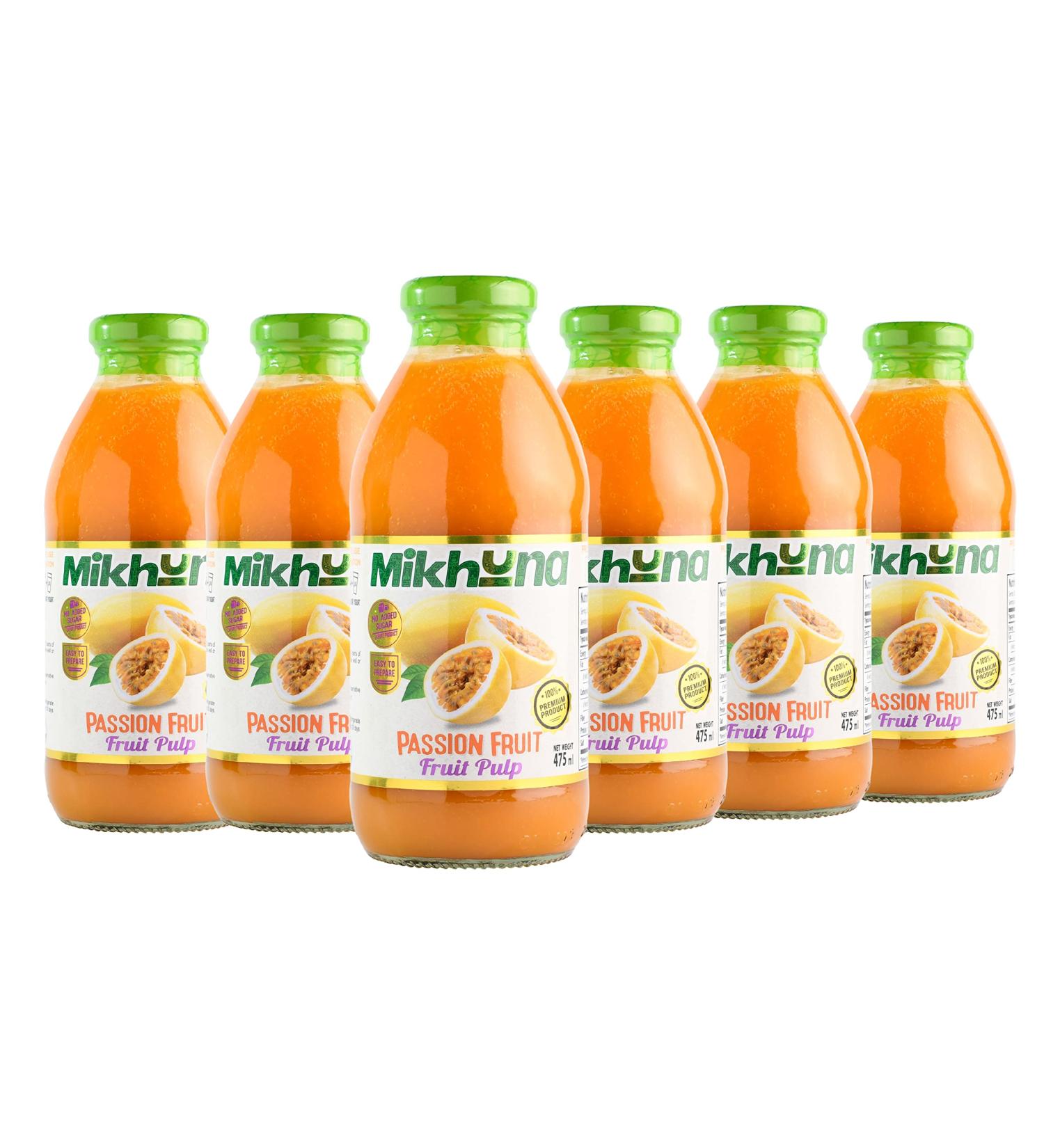 Mikhuna Passion Fruit Pulp-6 Pack -475ml per Unit for Juice Smoothies Desserts Ice Cream Cocktails Sauces - Buy Online on SooperMarket.com