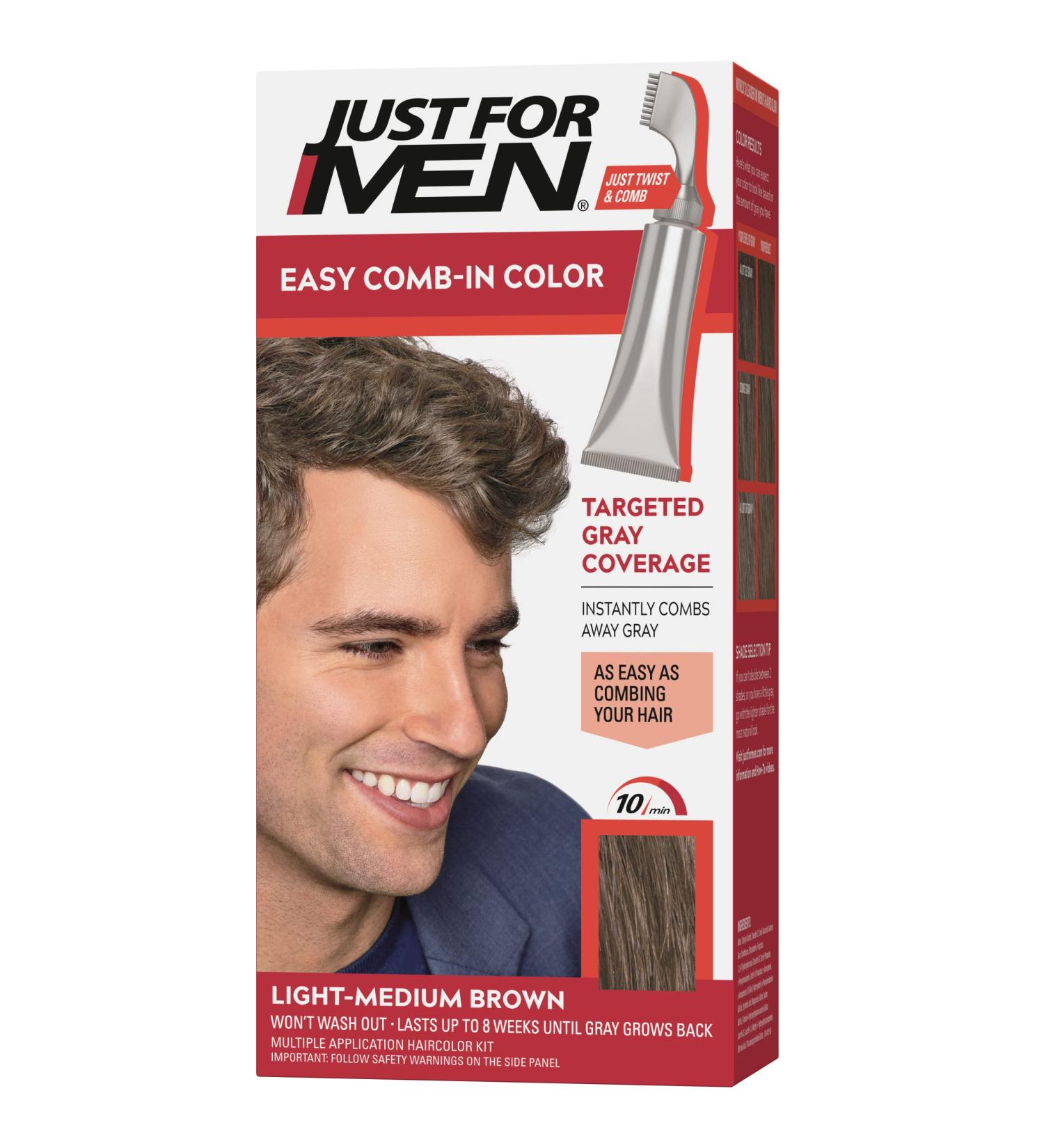 Just For Men Easy Comb-In Color Hair Dye - Light-Medium Brown A-30 | No Mix Application | Comb Applicator | Pack of 1 - Buy Online on SooperMarket.com