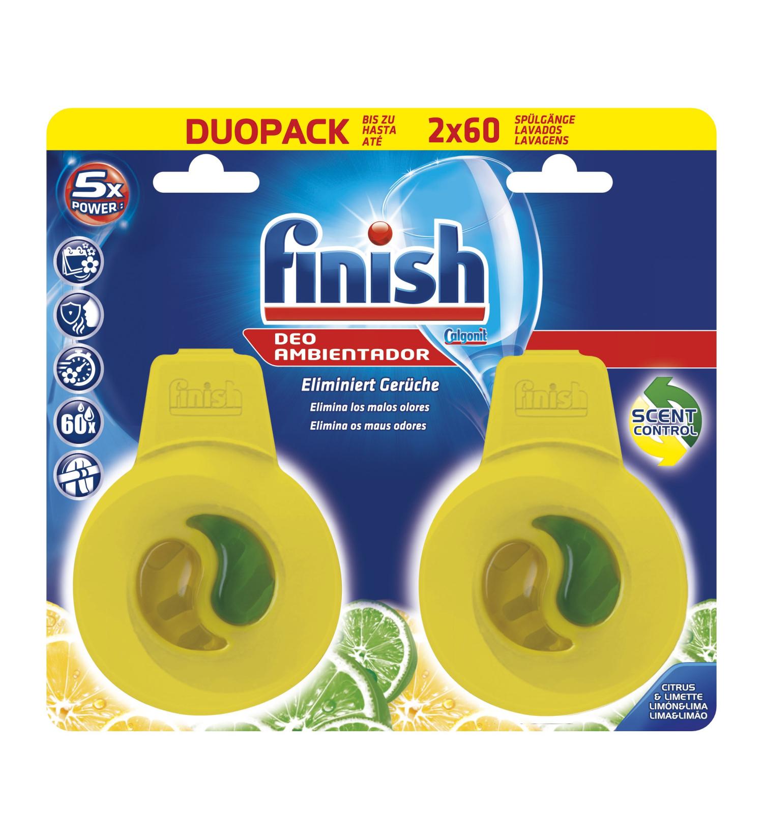 Finish Dishwasher Freshener Lemon 60 Washes 2 Count (Pack of 1)