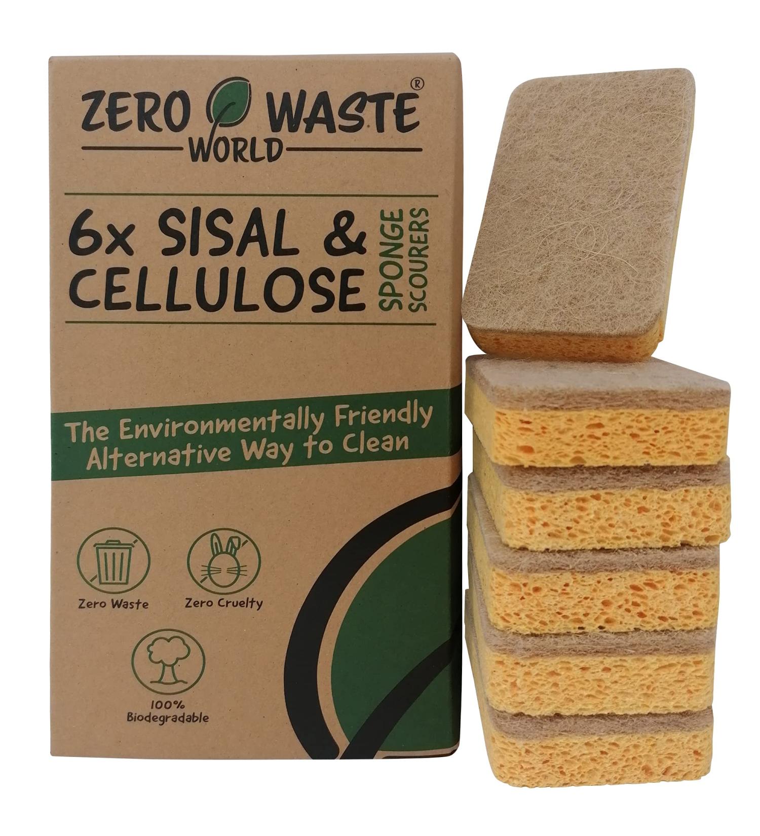 Zero Waste World Natural Sponge - Eco-Friendly Cleaning Sponge | 100% Biodegradable (Cellulose Sisal) | Non-Scratch - Buy Online on SooperMarket.com