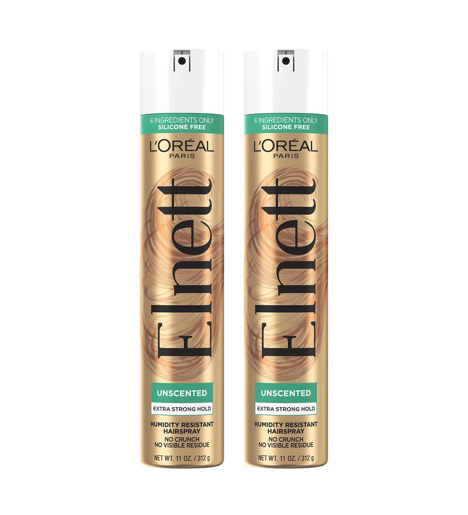 L Or al Paris Hair Care Elnett Satin Extra Strong Hold Hairspray Unscented 11 Ounce (Pack of 2) Unscented 11 Ounce (Pack of 2) - Buy Online on SooperMarket.com
