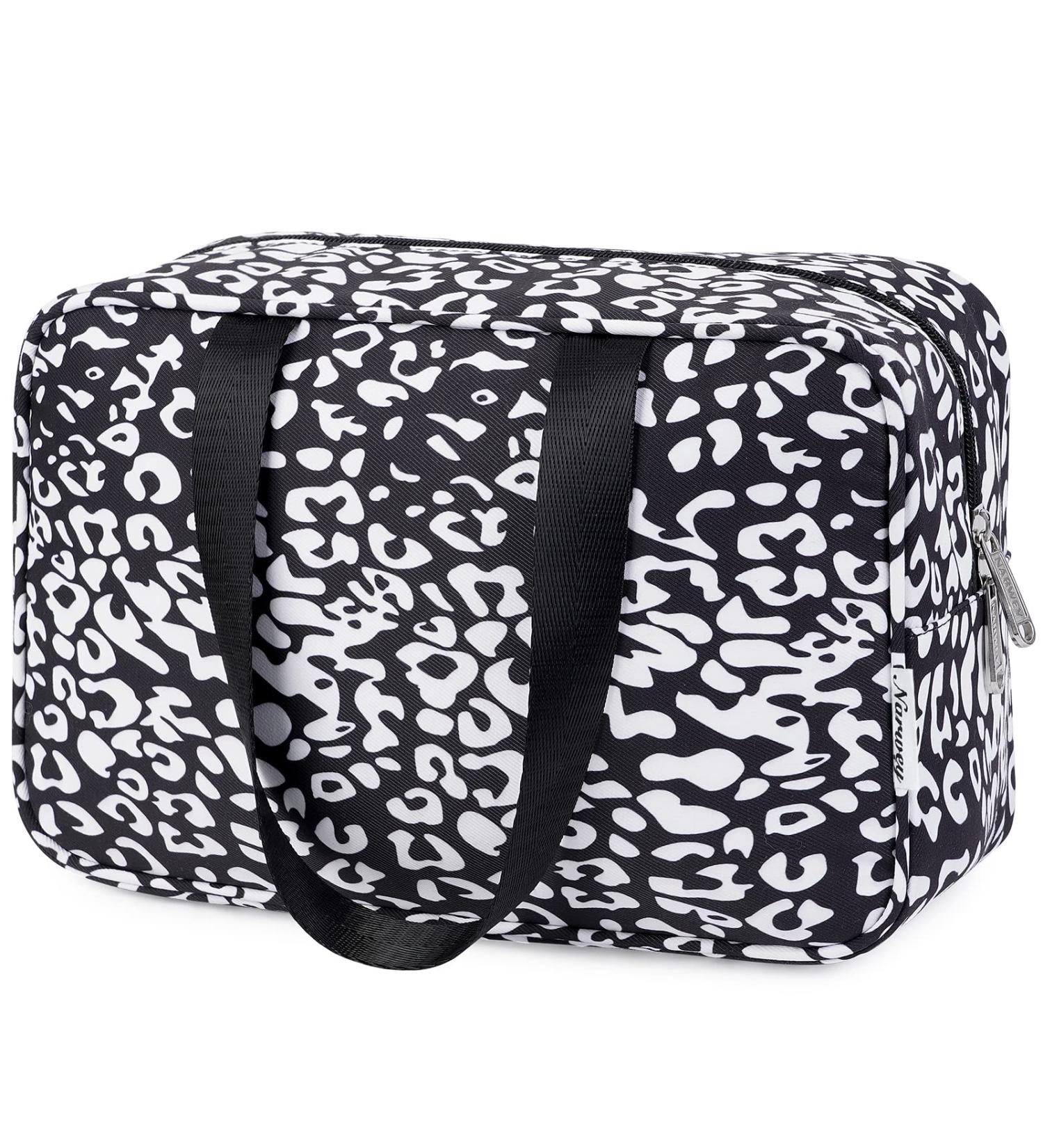 Large Full Size Toiletry Bag in Black Leopard Print - Travel Makeup Organizer for Women - Buy Online on SooperMarket.com