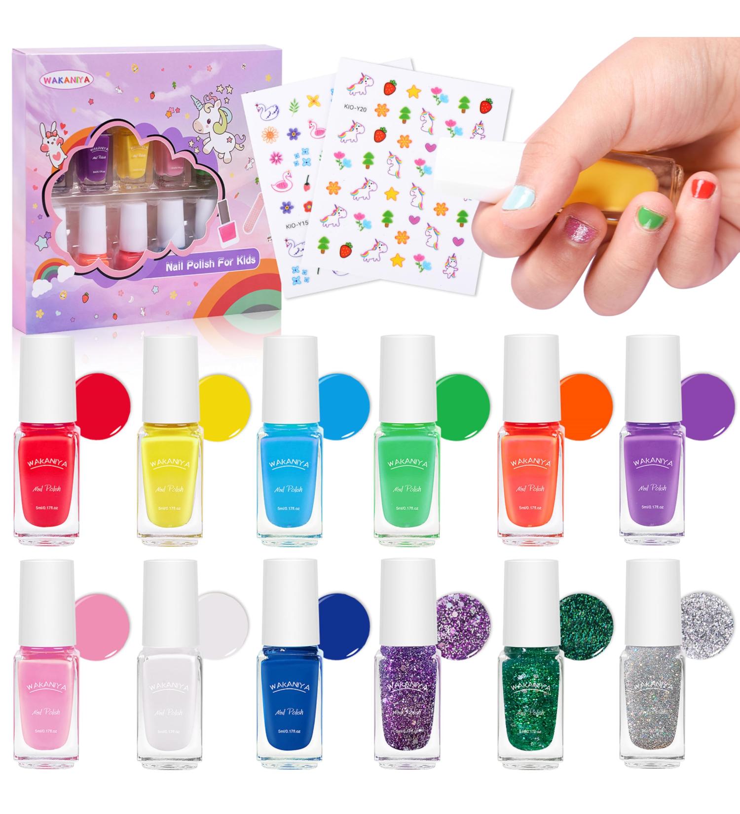 Non-Toxic Children's Nail Polish Set - 12 Colors Peel-Off & Quick Drying - Perfect Birthday Gift for Girls Age 3+ - Buy Online on SooperMarket.com