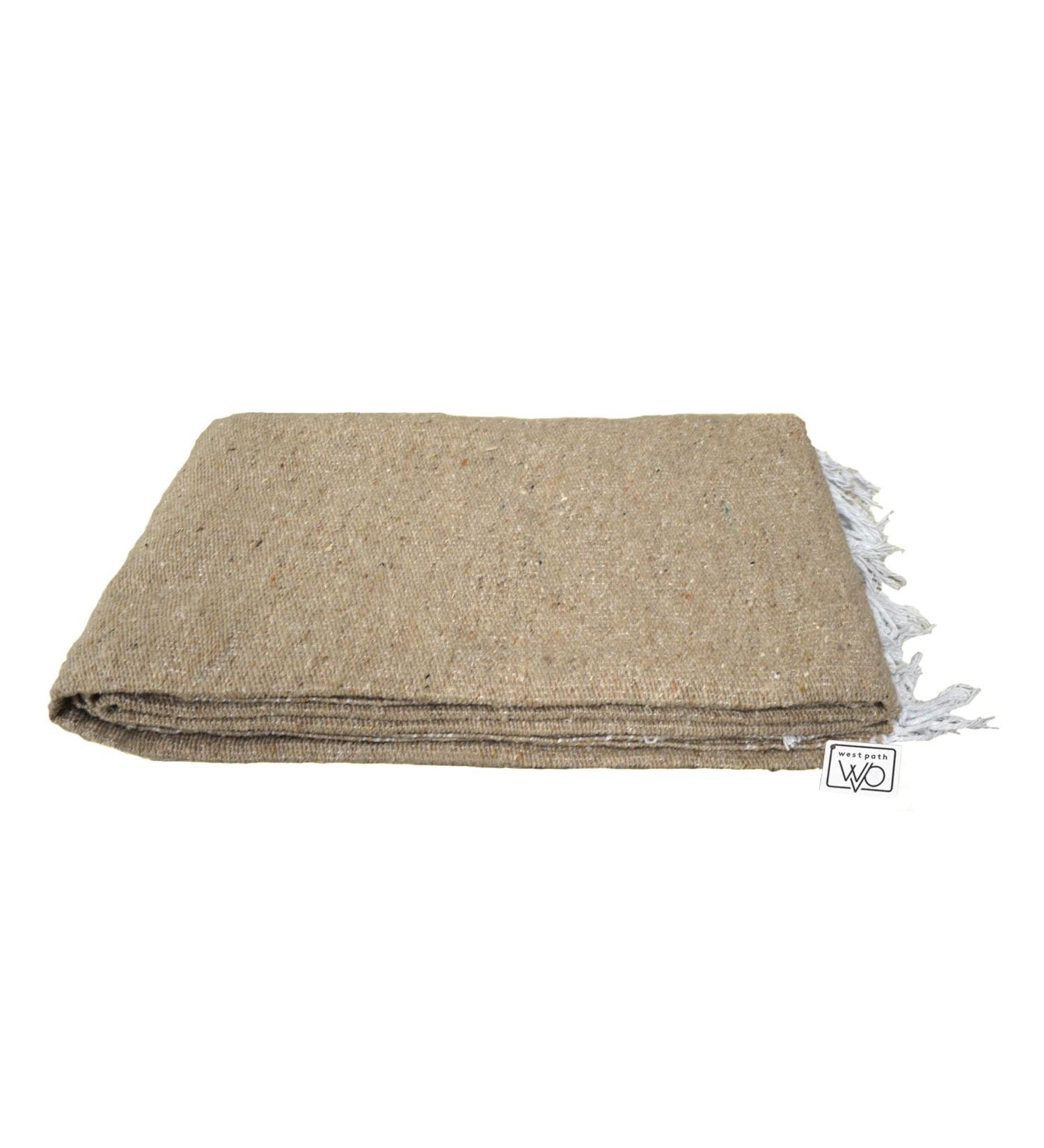 Handmade Solid Color Yoga Blanket - Thick Mexican Throw - Tan - Perfect for Yoga - Buy Online on SooperMarket.com