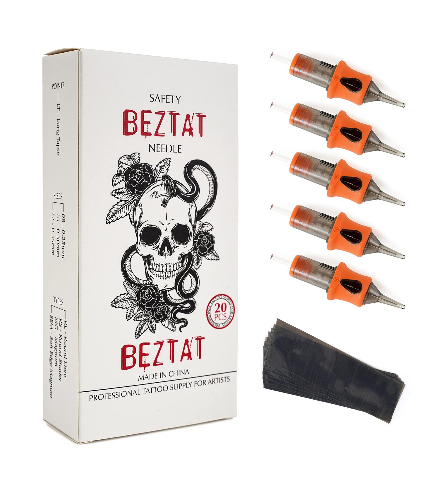 BEZTAT Ultra Premium #10 Bugpin Round Liner Cartridge Needles - 20 Pack with Grip & Machine Covers - Buy Online on SooperMarket.com