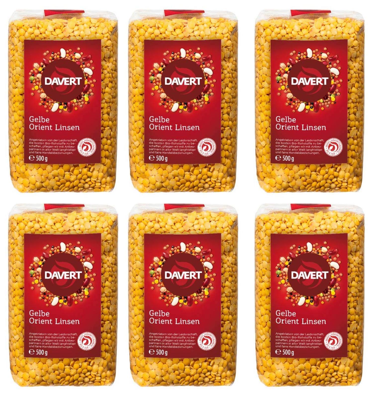 Buy Davert Organic Yellow Orient Lentils - 6 x 500g | International Shipping Available - Healthy & Nutritious Legumes - Buy Online on SooperMarket.com