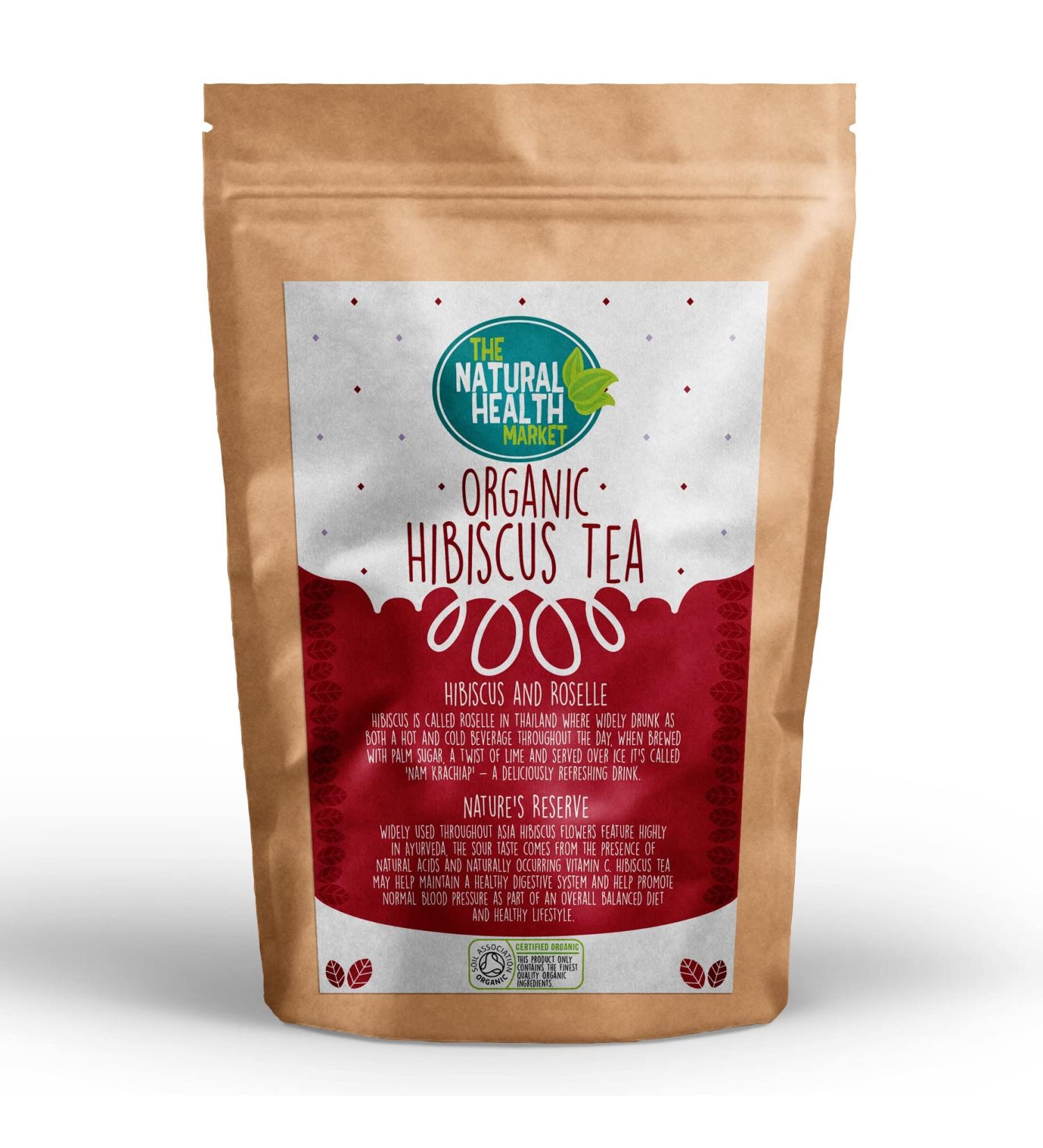 Organic Hibiscus Tea Bags (10 Count) by The Natural Health Market Vivid Red Roselle Tea made from 100% Natural Flowers - Buy Online on SooperMarket.com