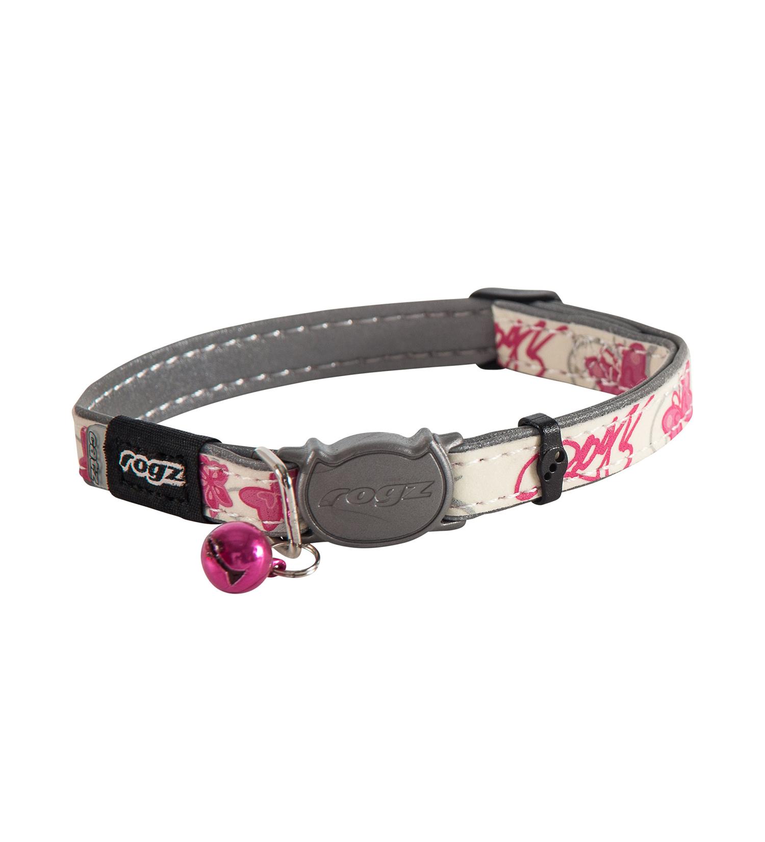 Shop ROGZ CB09-K Reflective Glow-in-the-Dark Cat Collar - White/Pink Size S | International Shipping Available - Buy Online on SooperMarket.com
