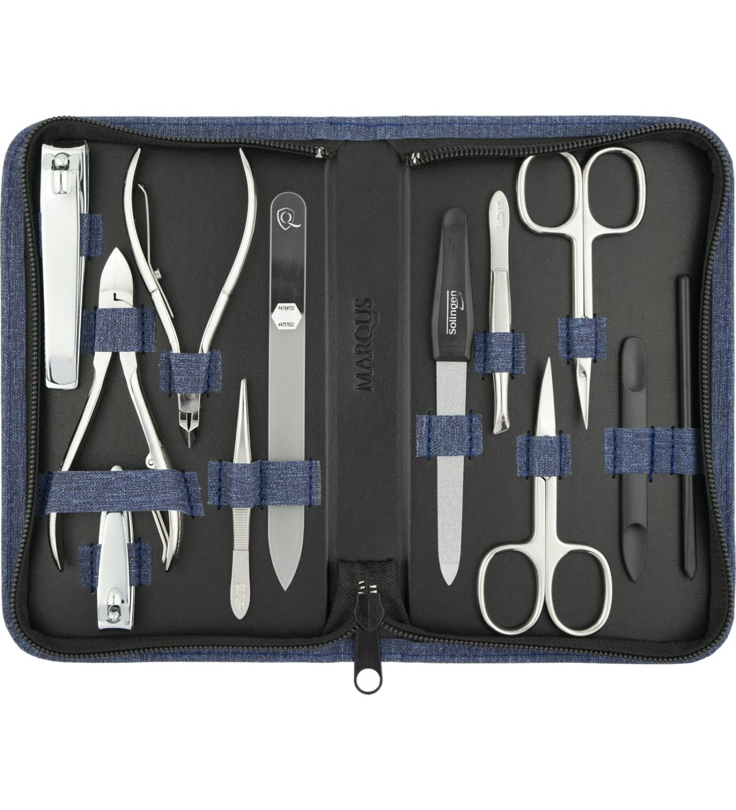 Marqus Solingen Manicure Set - 12-Piece Party Pedicure Set in Synthetic Leather Case | Complete Hand & Foot Care Kit - Buy Online on SooperMarket.com