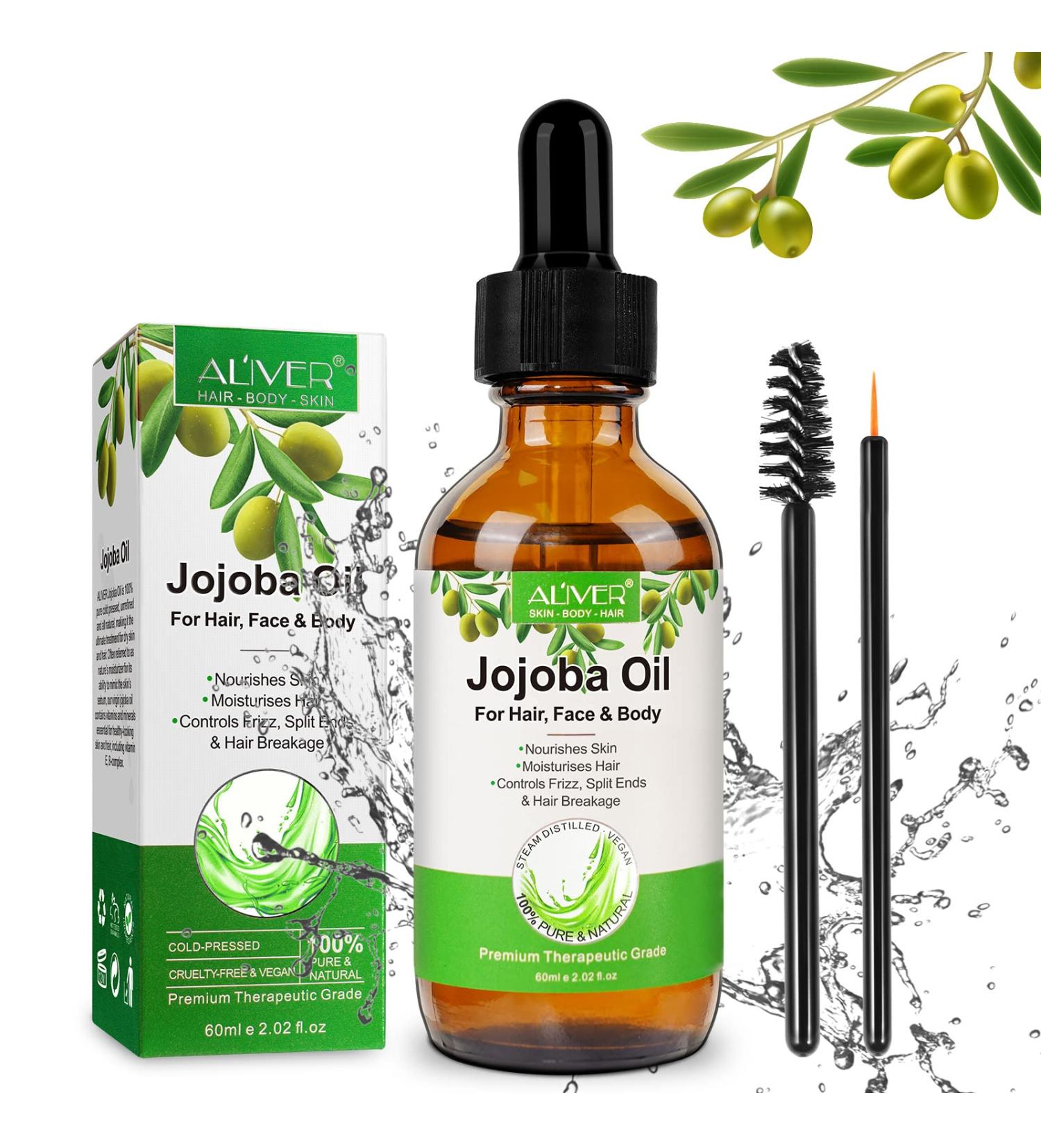 Jojoba Oil for Hair Growth 100 Pure Organic Jojoba Oil Cold Pressed Unrefined Hexane Free Jojoba Oil for Skin Hair Body Ear and Nails 60ml - Buy Online on SooperMarket.com