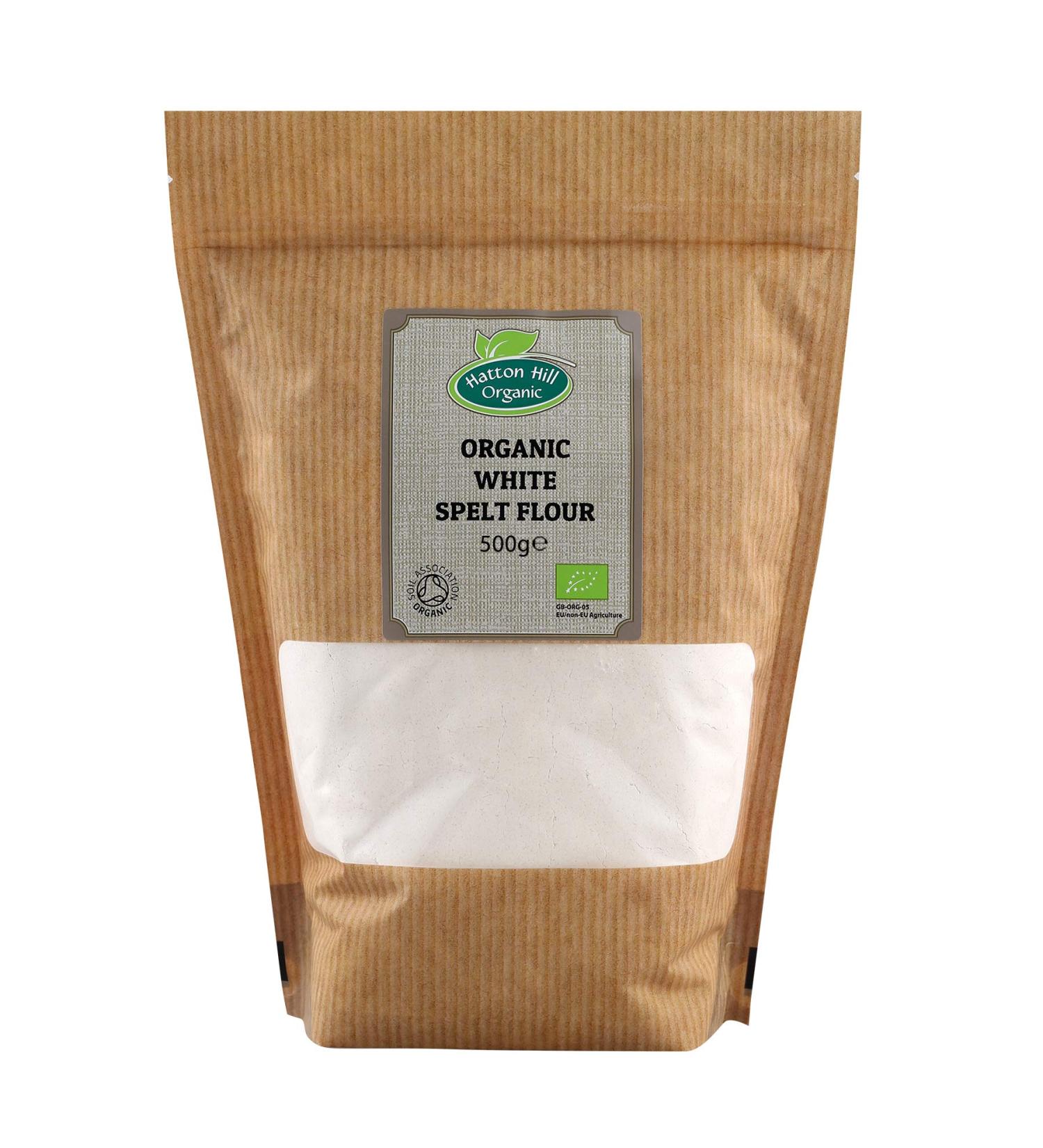 Organic White Spelt Flour 500g by Hatton Hill Organic - Free UK Delivery - Buy Online on SooperMarket.com
