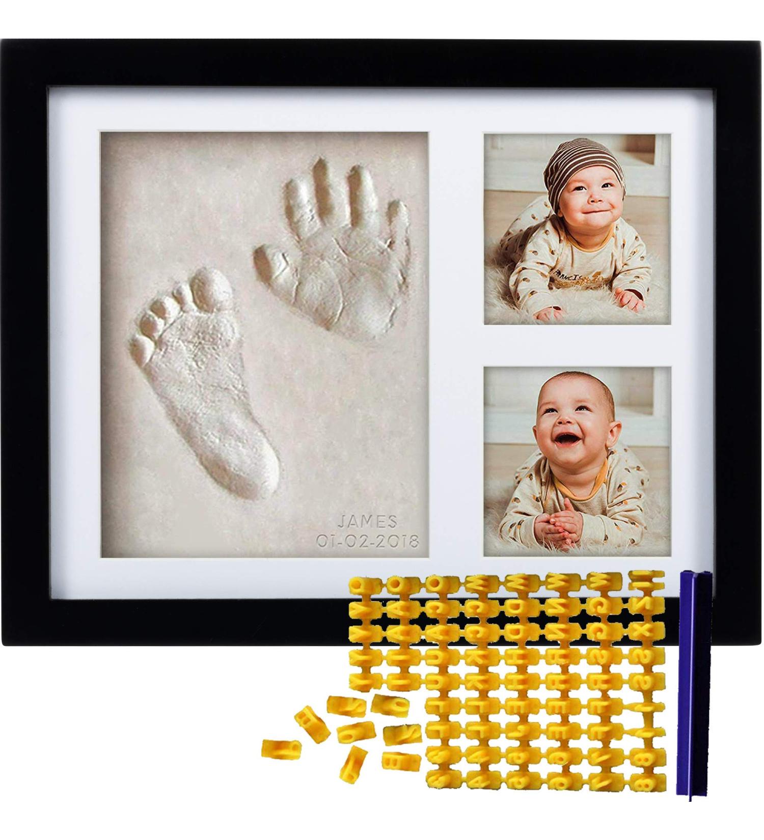Co Little Baby Handprint & Footprint Kit with Date & Name Stamp | Clay Hand Print Picture Frame for Newborn | Best New Mom Gift | Foot Impression Photo Keepsake | White Feet Imprint Mold - Buy Online on SooperMarket.com