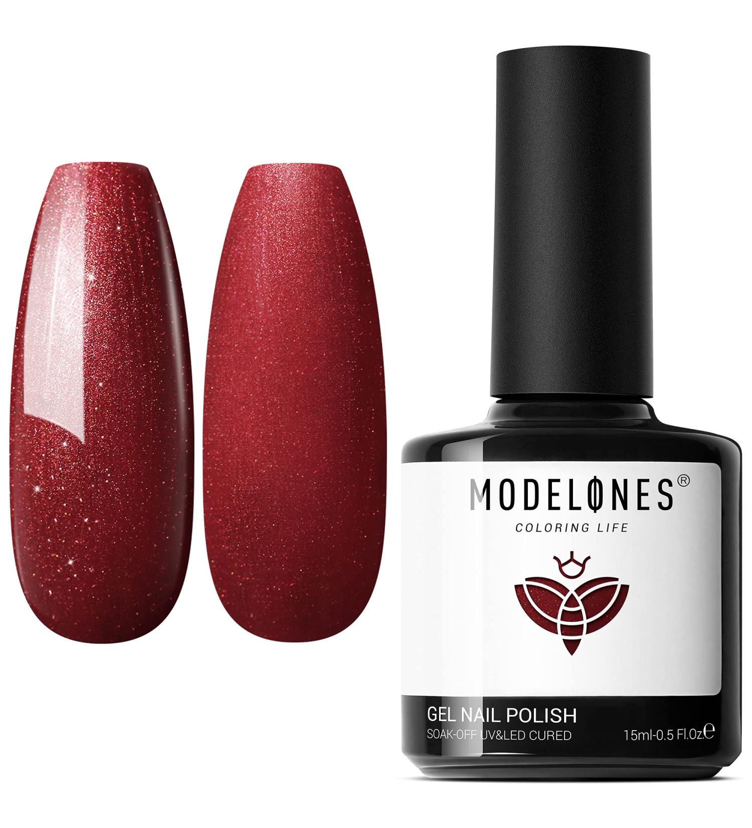 Modelones Fall Burgundy Dark Red Gel Nail Polish - 15ML Soak Off LED Color - Buy Online on SooperMarket.com