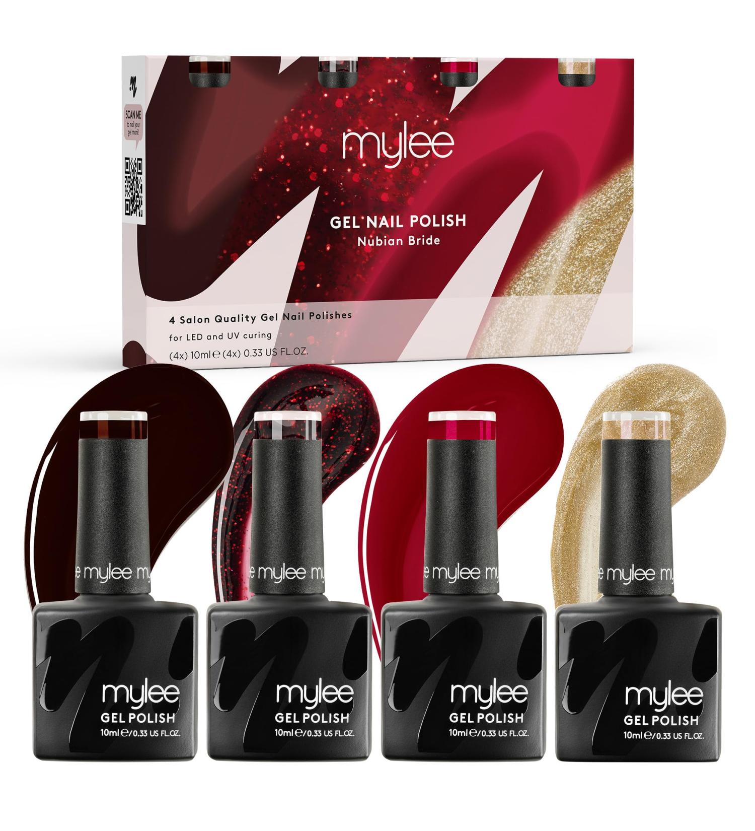 Mylee Gel Nail Polish Quad Set 4x10ml Nubian Bride UV/LED Soak-Off Nail Art Manicure Pedicure for Professional Salon & Home Use Unveiled Collection - Long Lasting & Easy to Apply MG-QUAD44 - Nubian Bride - Buy Online on SooperMarket.com