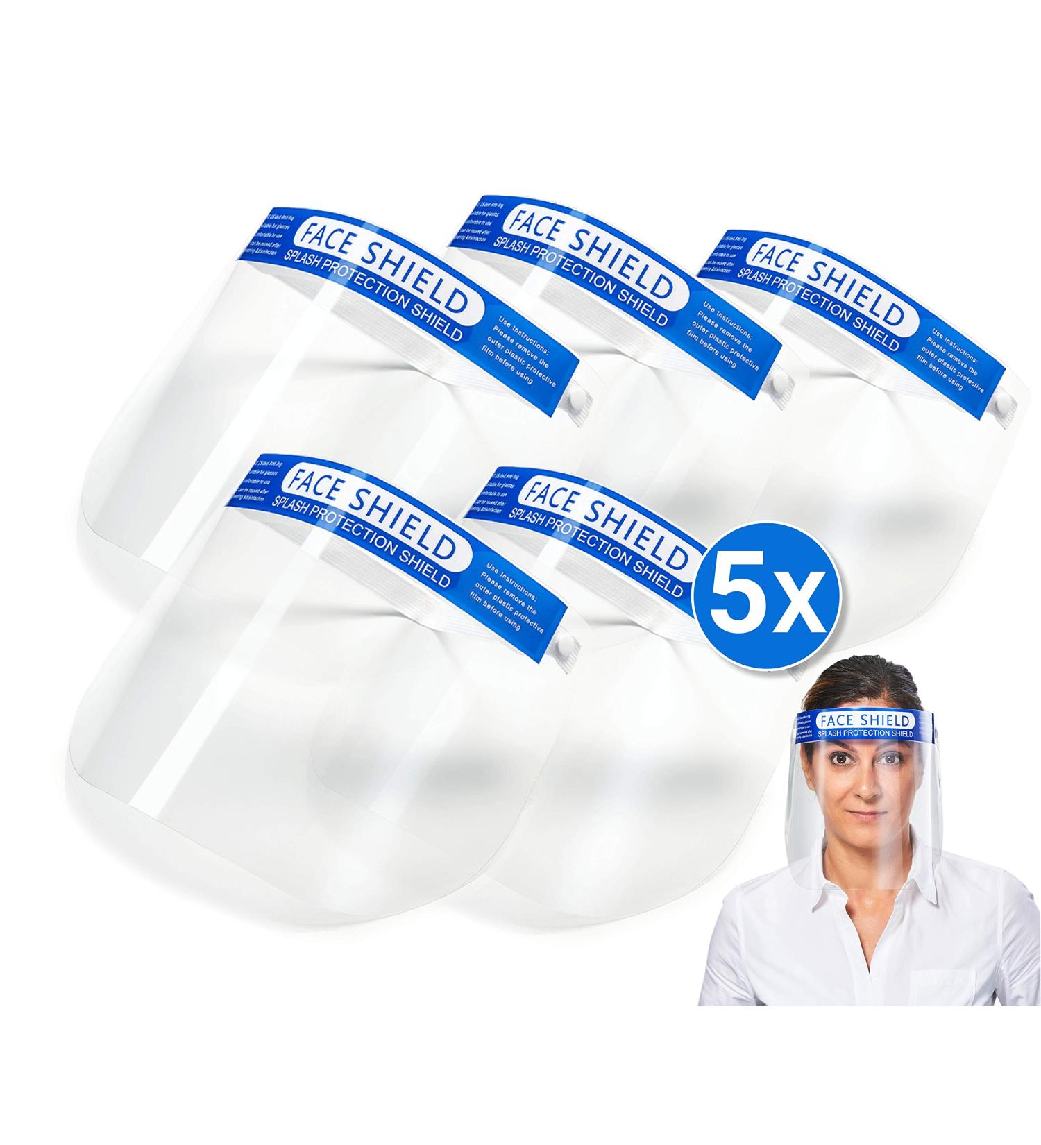 Buy 5 Pack Face Shield - Anti-Fog Visor with Comfortable Padding | Best Face Protection for Health & Safety - Buy Online on SooperMarket.com