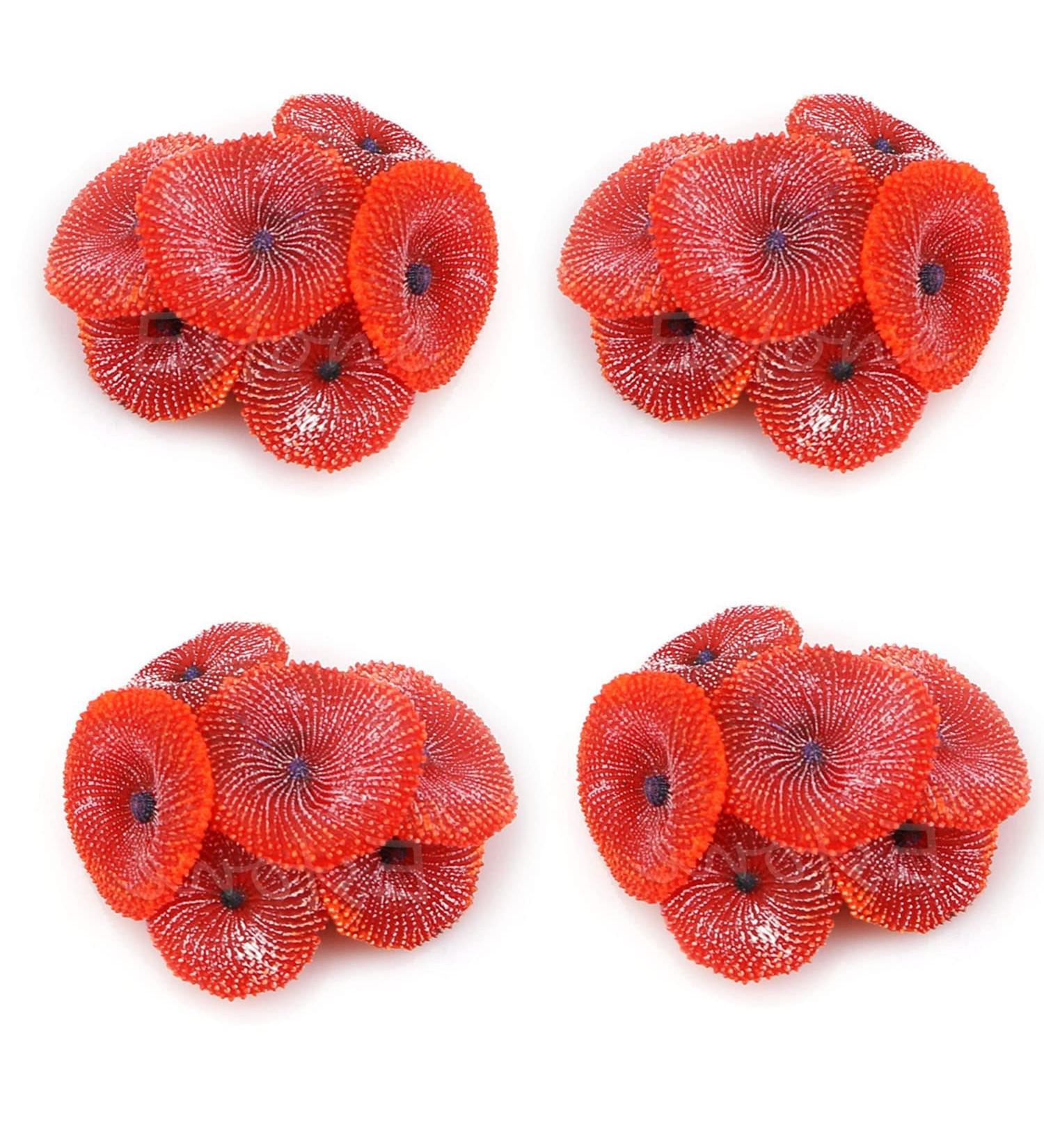 4-Piece Artificial Coral Ornaments for Aquariums - Red Underwater Plants | Perfect Fish Tank Decorations - Buy Online on SooperMarket.com