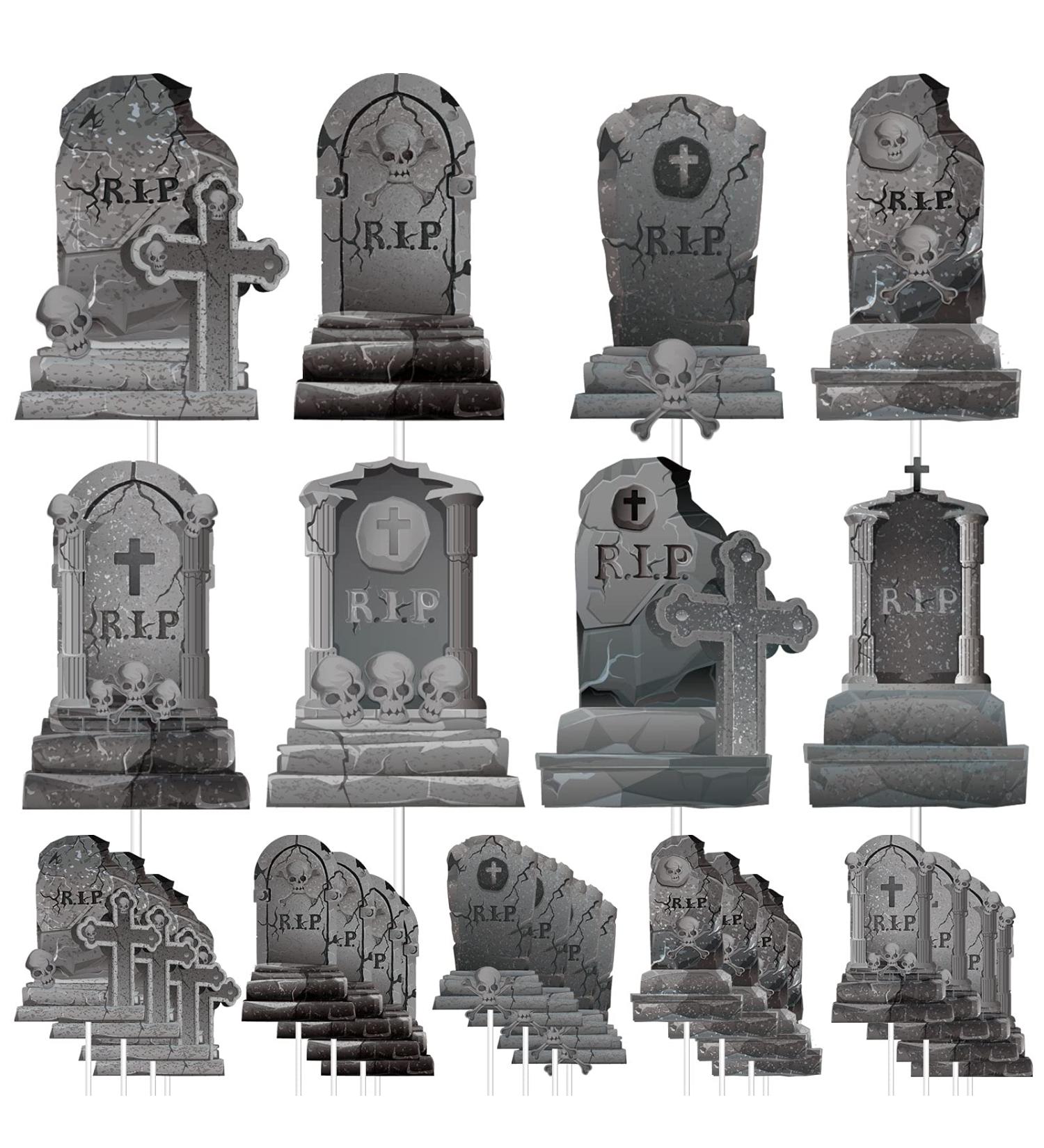 Whaline 24Pcs Halloween Cupcake Toppers 8 Designs Tombstone Graveyard Cake Toppers Scary Cupcake Decoration Table Centerpiece Sticks Appetizer Picks for Party Supplies - Buy Online on SooperMarket.com