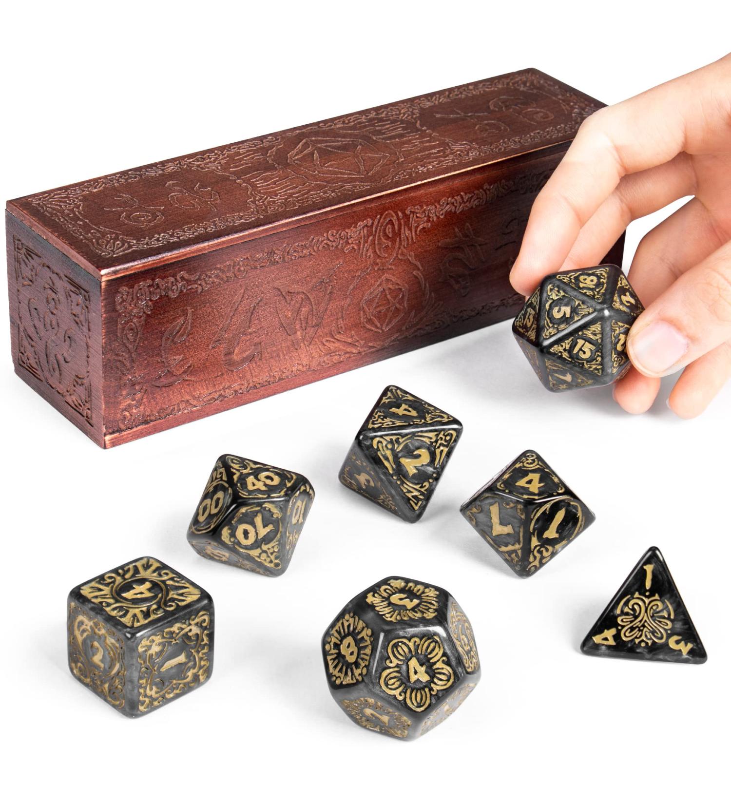 Wiz Dice Titan: Polyhedral Large Dice Set for RPG Games - Includes Wooden Dice Box - DND Jumbo Dice Set - Perfect for Dungeons and Dragons Adventure by Dungeon Master Nyx - Buy Online on SooperMarket.com