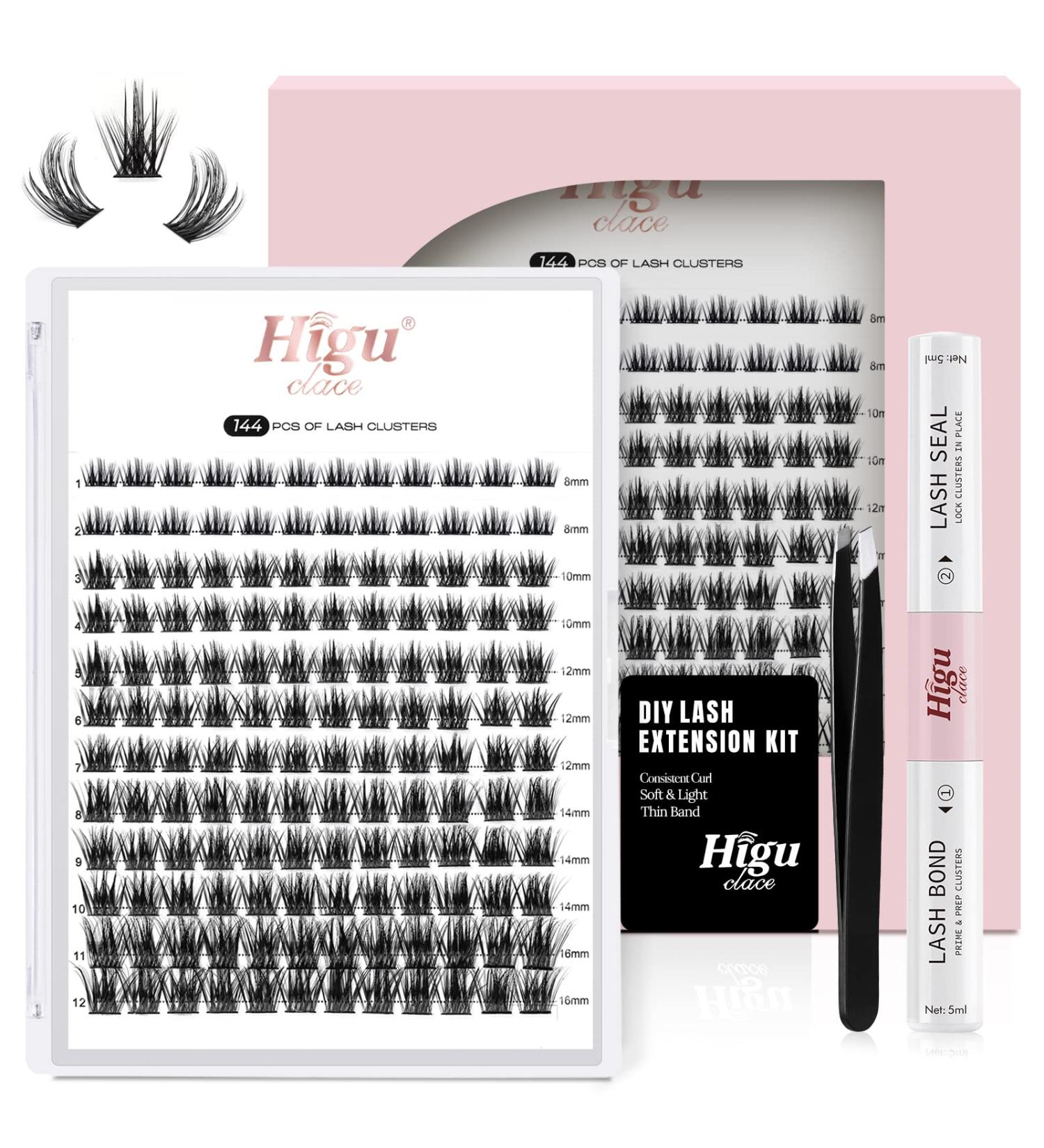 DIY Eyelash Extension Kit | 144 Pcs Thin Band Cluster Lashes with Mascara Brush, Glue, and Applicator | R-08 Kit (1 Count, Pack of 3) - Buy Online on SooperMarket.com