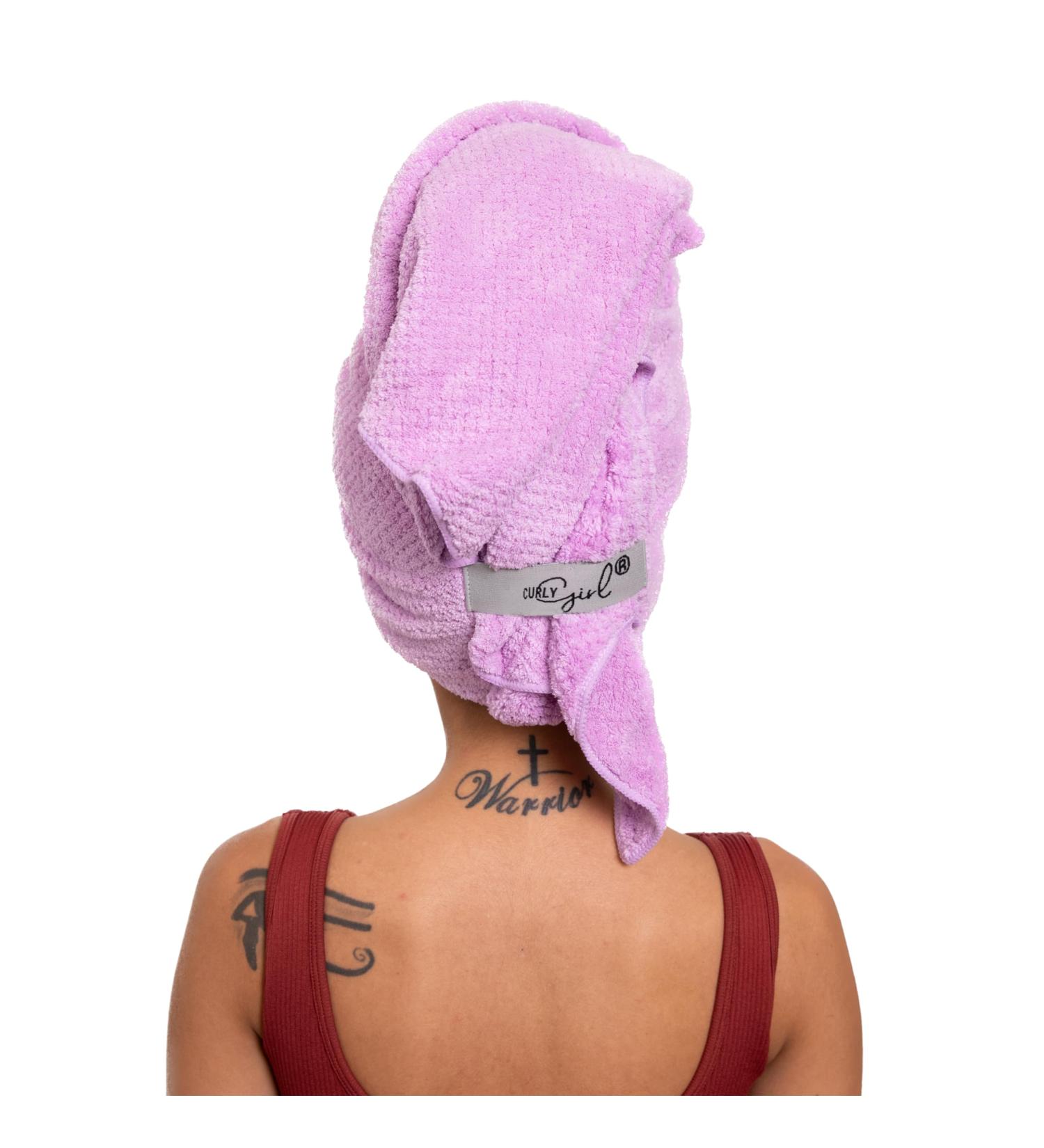 Curly Girl Microfiber Hair Towel with Strap - Fast Drying Anti-Frizz Waffle Design for Curly Hair - Lavender - Buy Online on SooperMarket.com