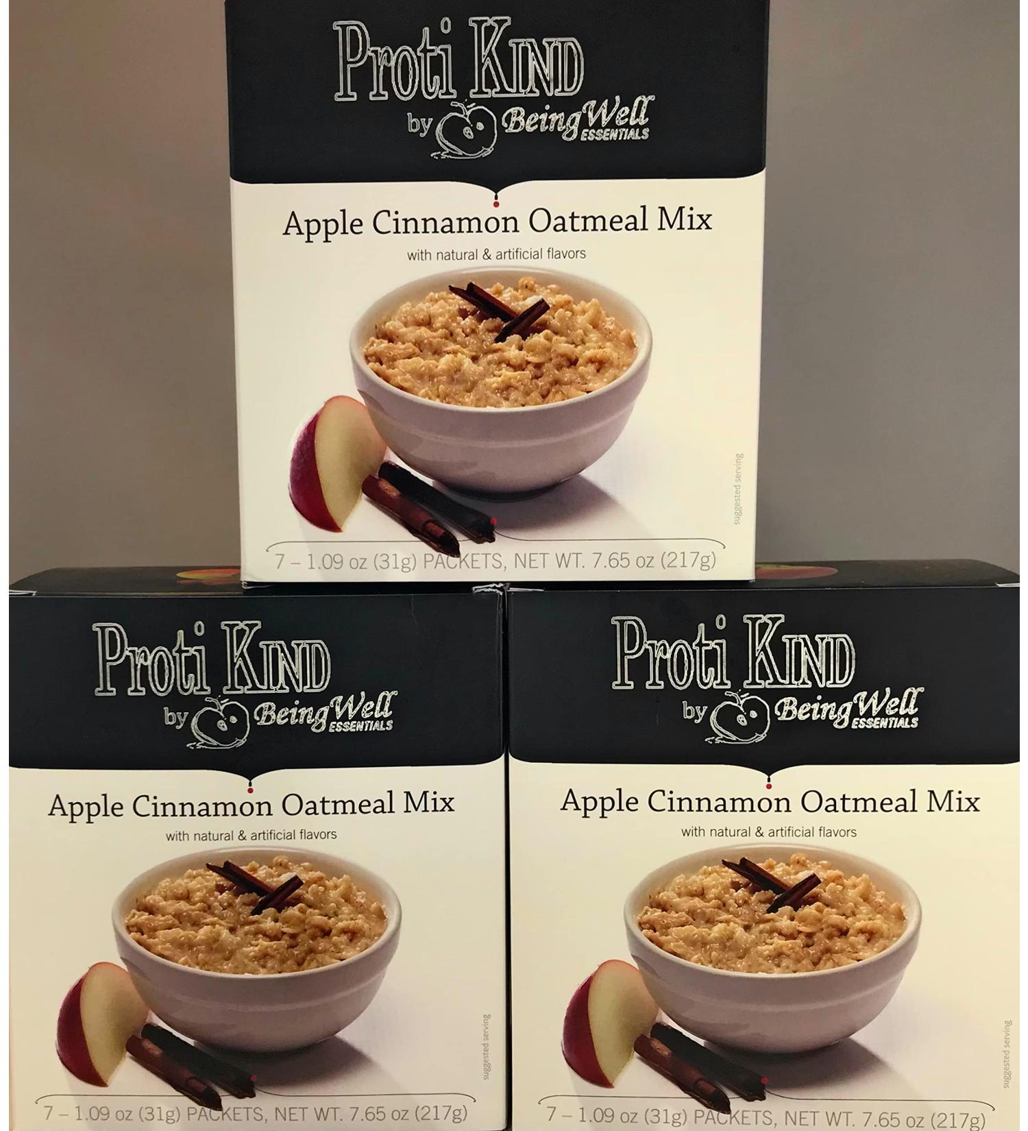 Proti King High Protein Oatmeal for Weight Loss - 7 Servings per box - 15g Protein - 120 Calories (Apple Cinnamon 21 servings)