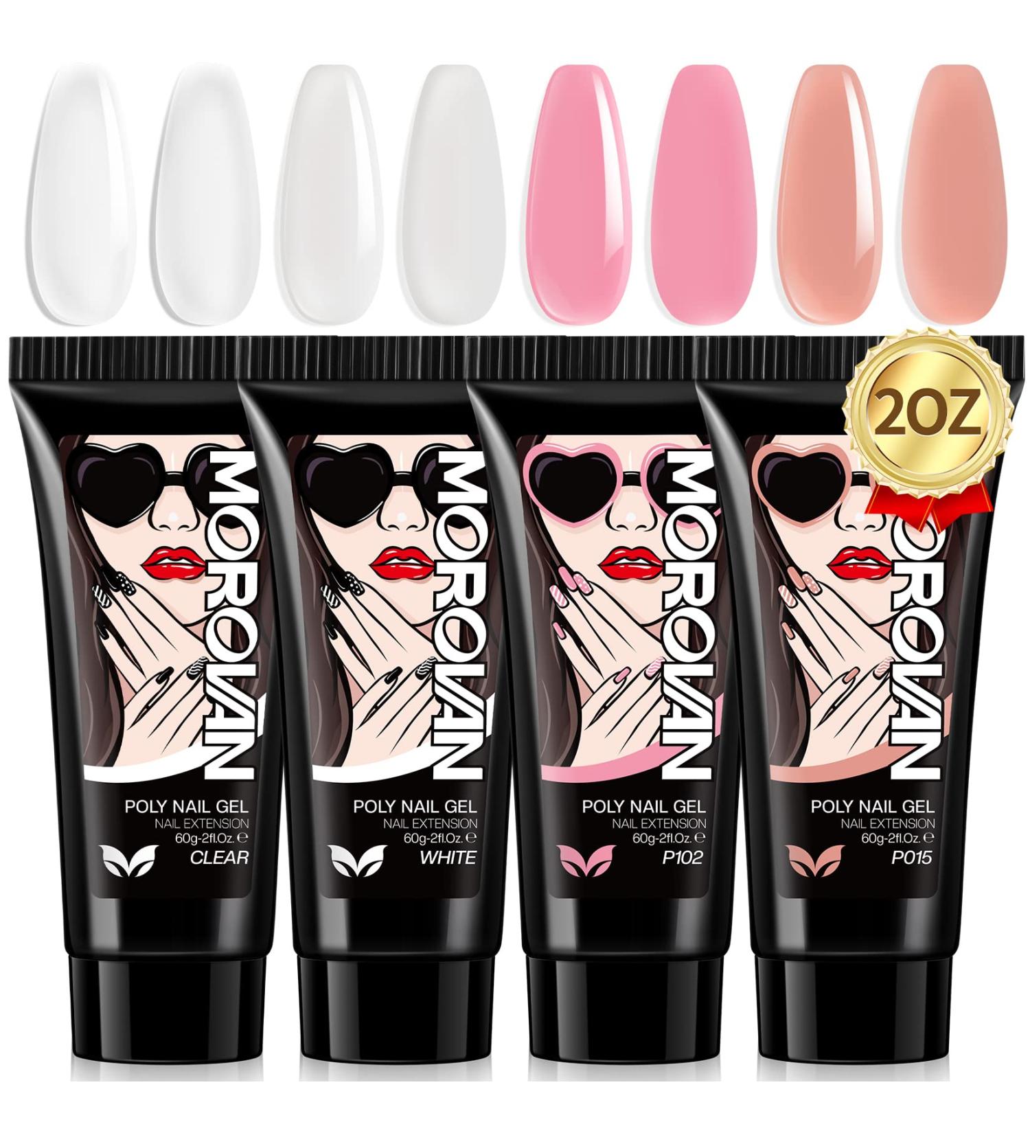 Morovan 2oz Poly Extension Gel - Large Capacity Builder Nail Gel - Long-Lasting Nude Pink Colors - Ideal for Beginners and Professionals - DIY Nail Design Set - Buy Online on SooperMarket.com