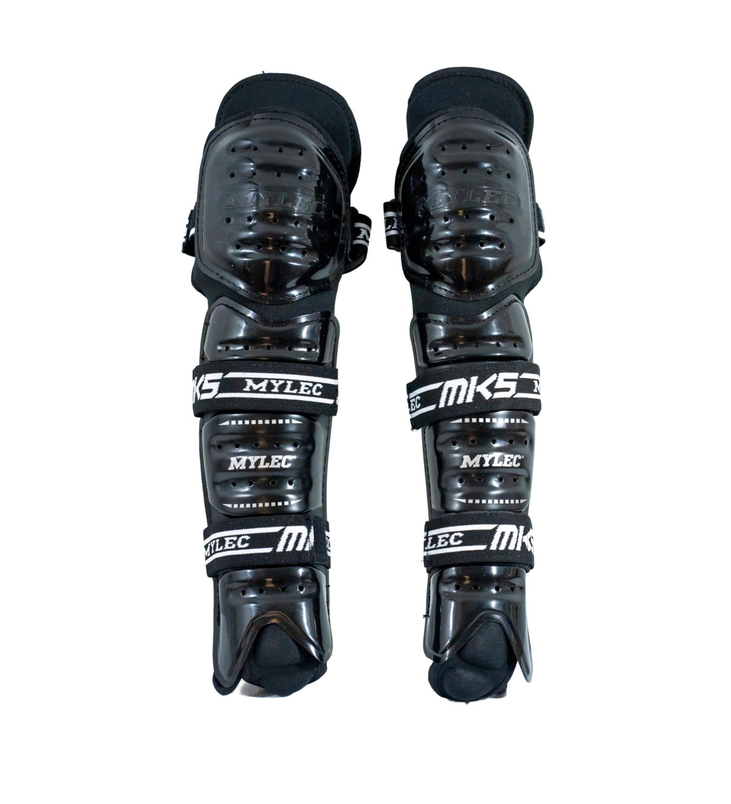 MyLEC MK5 Street/Dek Shin Pad - Lightweight & Durable Ice Hockey Shin Guards with 360 Velcro Straps Hard Front Shells & Breathable Material - Foam Rubber 15 Black - Buy Online on SooperMarket.com