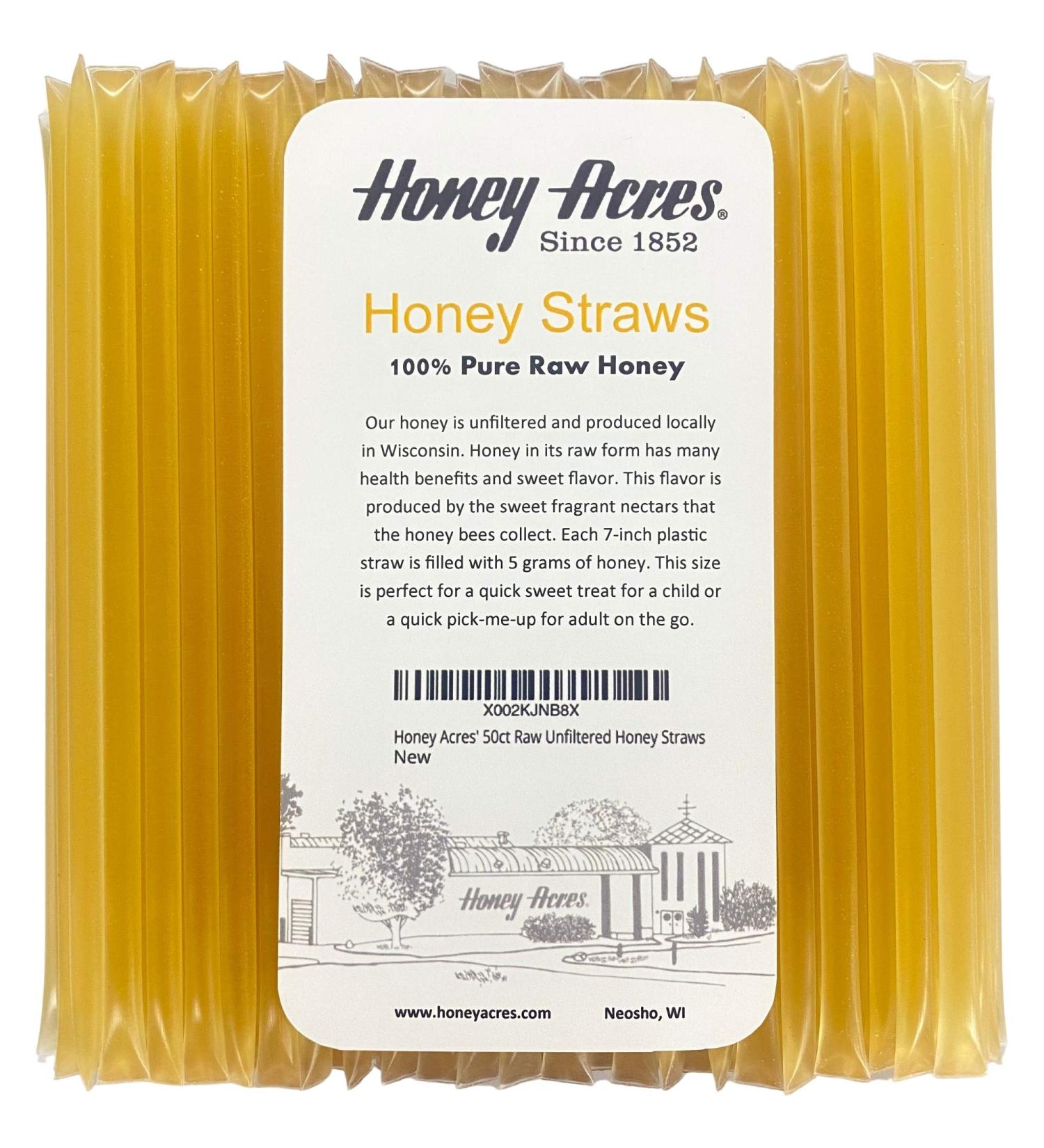Honey Acres Raw Unfiltered Clover Honey Straws - 50 Count | USA Honey Sticks - Buy Online on SooperMarket.com