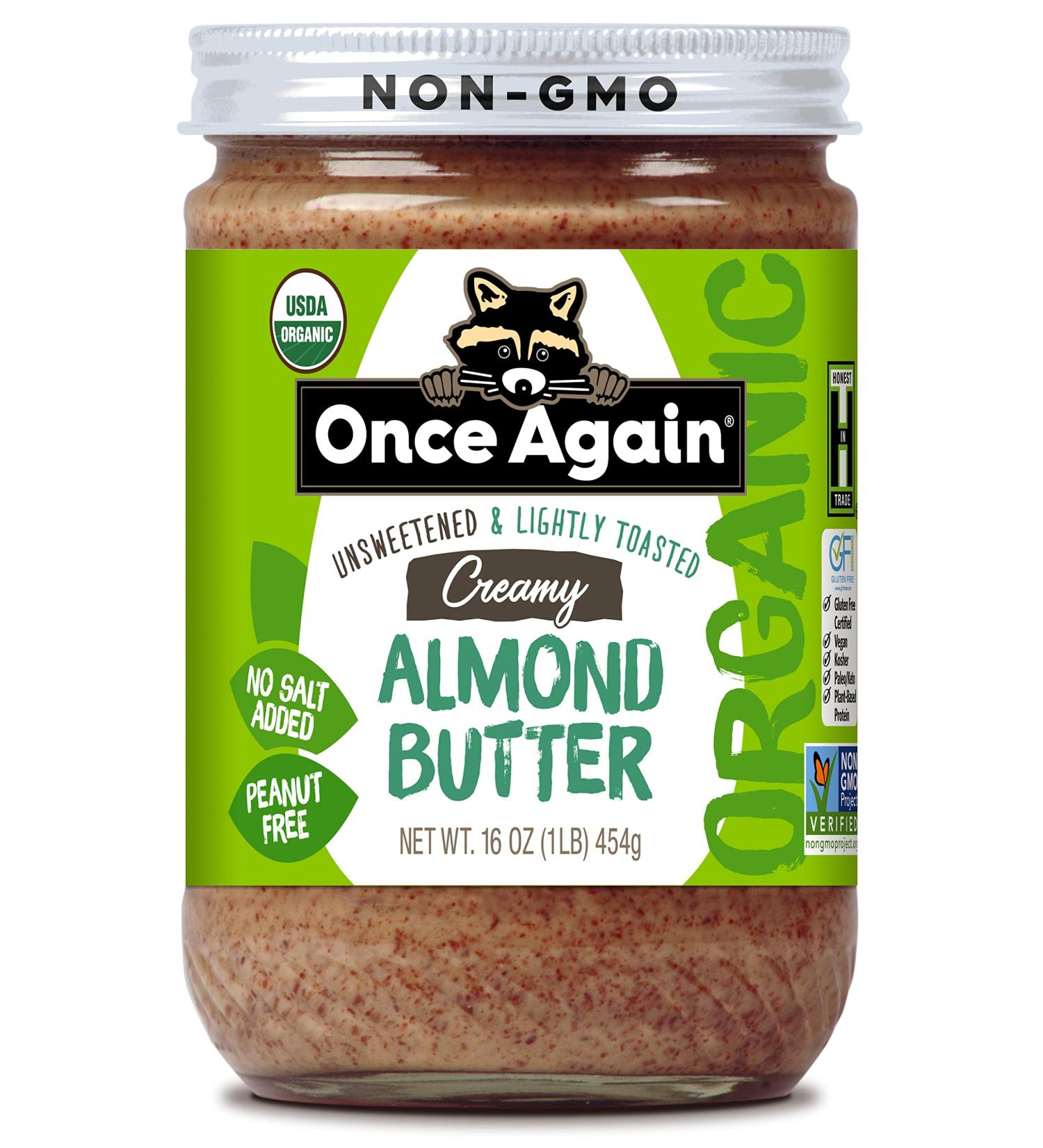 Once Again Organic Lightly Toasted Creamy Almond Butter - 16 oz | Healthy Snacking - Buy Online on SooperMarket.com