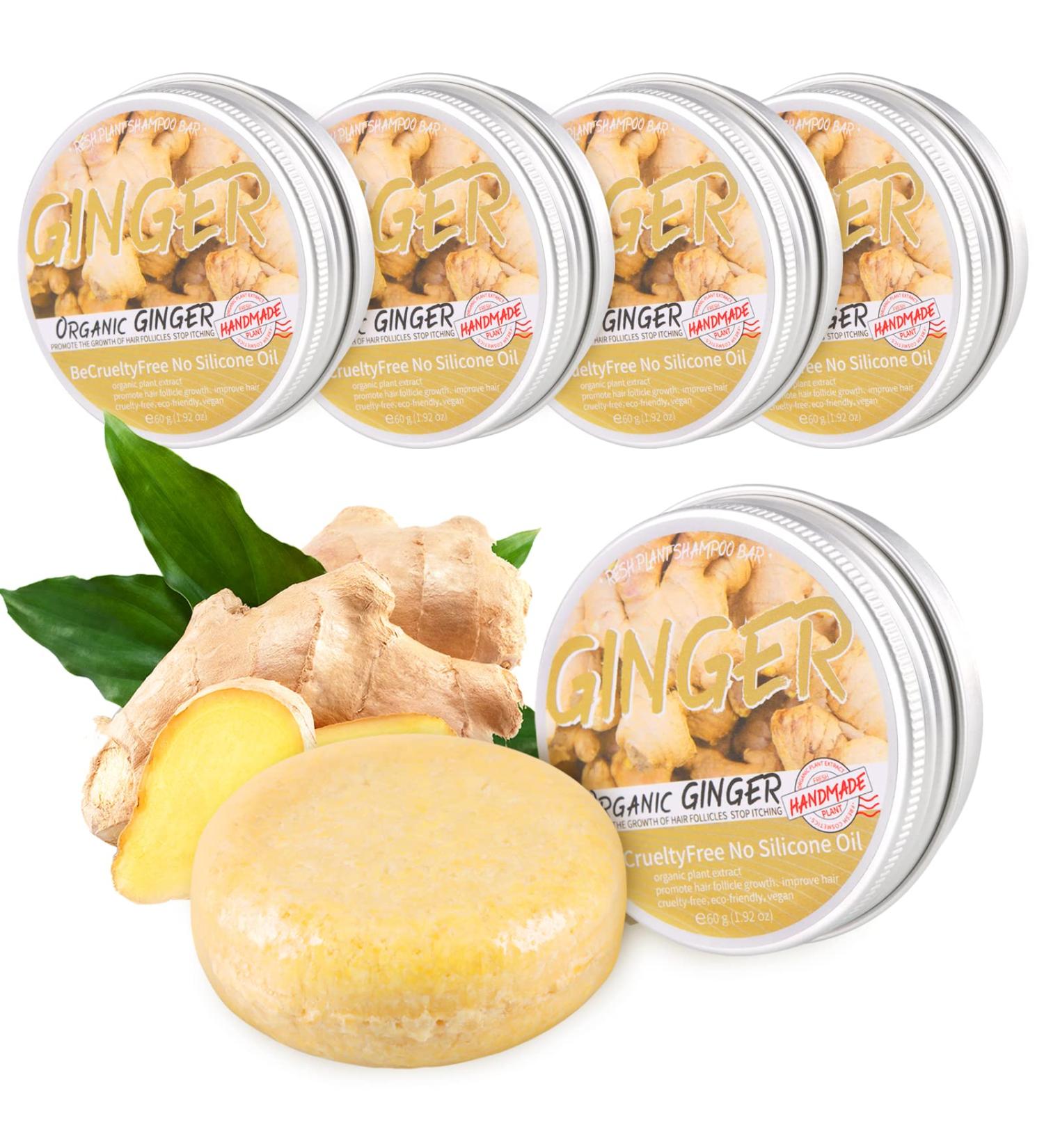 Zoreni Ginger Hair Regrowth Shampoo Bar - 5 Pack | Organic Anti Hair Loss Soap | Promotes Hair Growth, Anti-dandruff & Anti-itching | 2.12 Fl Oz - Buy Online on SooperMarket.com