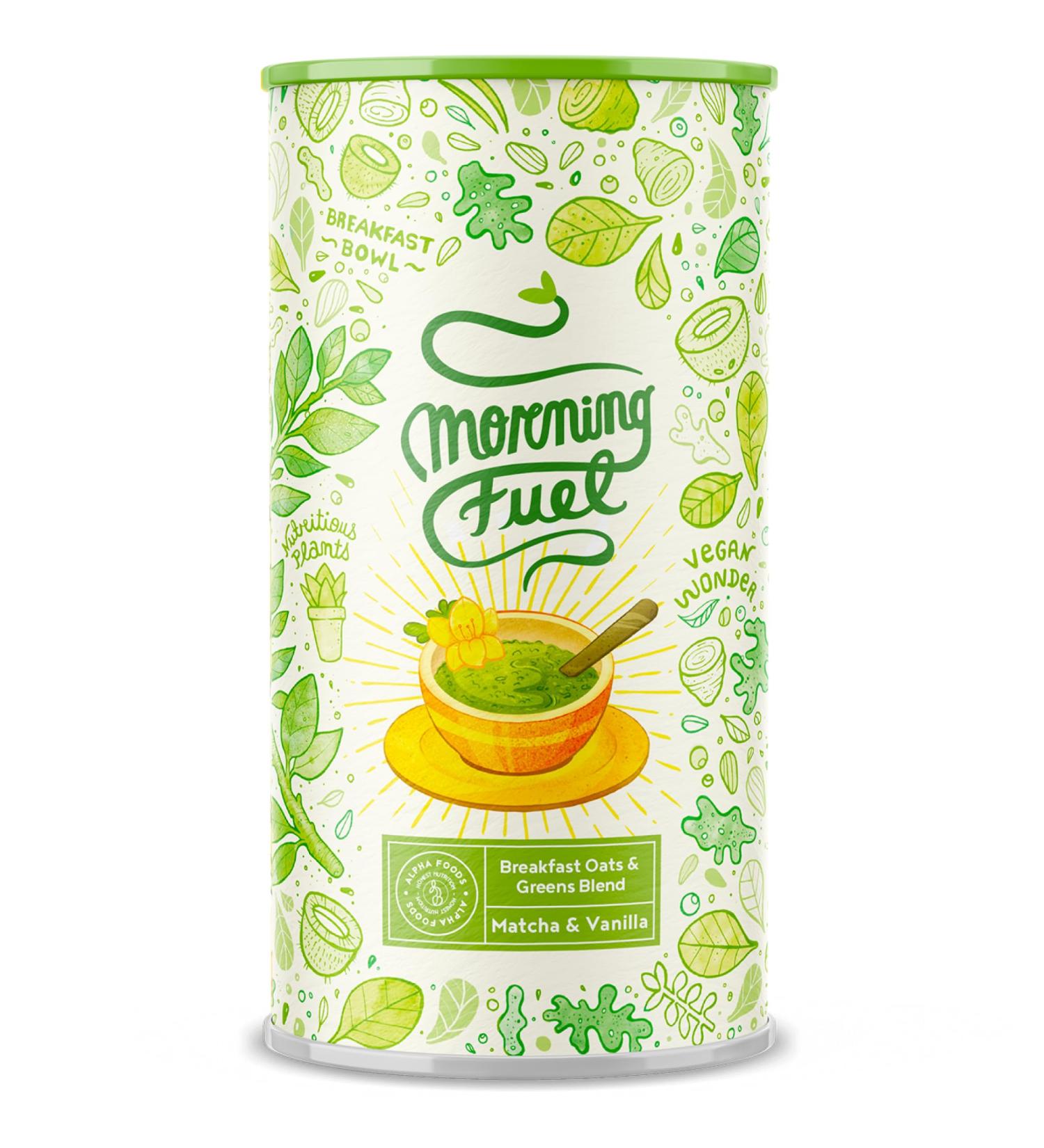 Alpha Foods Morning Fuel Oatmeal Porridge - Vanilla & Matcha - Vegan Nutrient-Rich Breakfast Replacement 500g Smoothie Bowl - Buy Online on SooperMarket.com