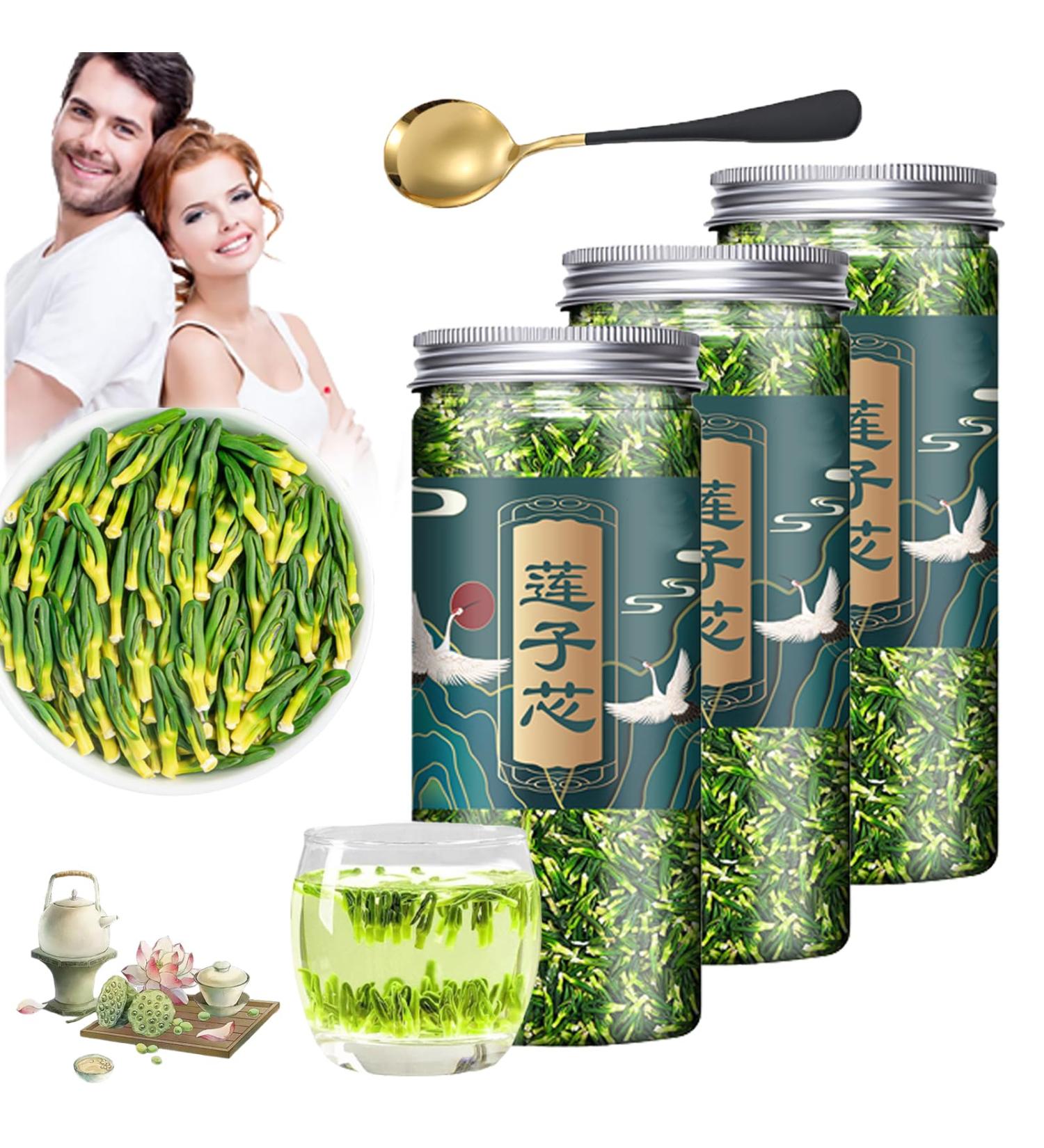 Lotus Seed Core Tea for Men Natural Lotus Seed Heart Tea Dried Lotus Plumule Lotus Embryo Tea Liver and Kidney Care Tea Men's Toning Tea Lian Zi Xin Tea Chinese Kidney Care Tea (3PC-125g) - Buy Online on SooperMarket.com