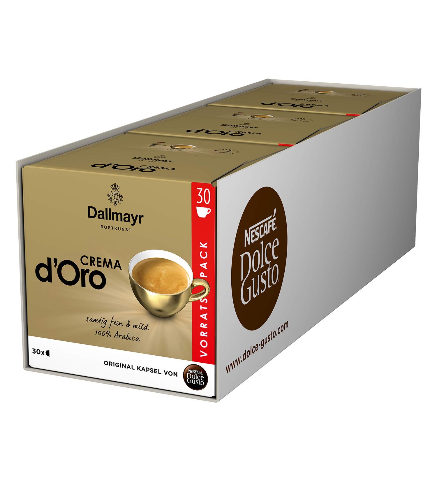 Nescaf Dolce Gusto Dallmayr Crema D'Oro XXL Supply Box of 90 Arabica Coffee Capsules | Rich Aroma & Fine Crema | International Shipping Available - Buy Online on SooperMarket.com